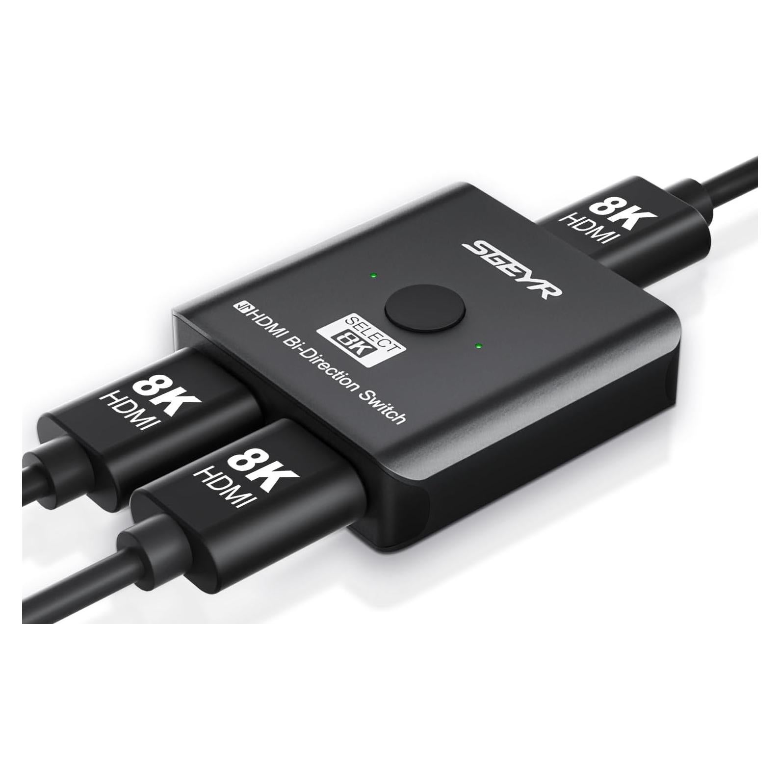 Interruptor HDMI 2.1 SGEYR 8K Bi-Direccional 2 en 1 Ultra HD