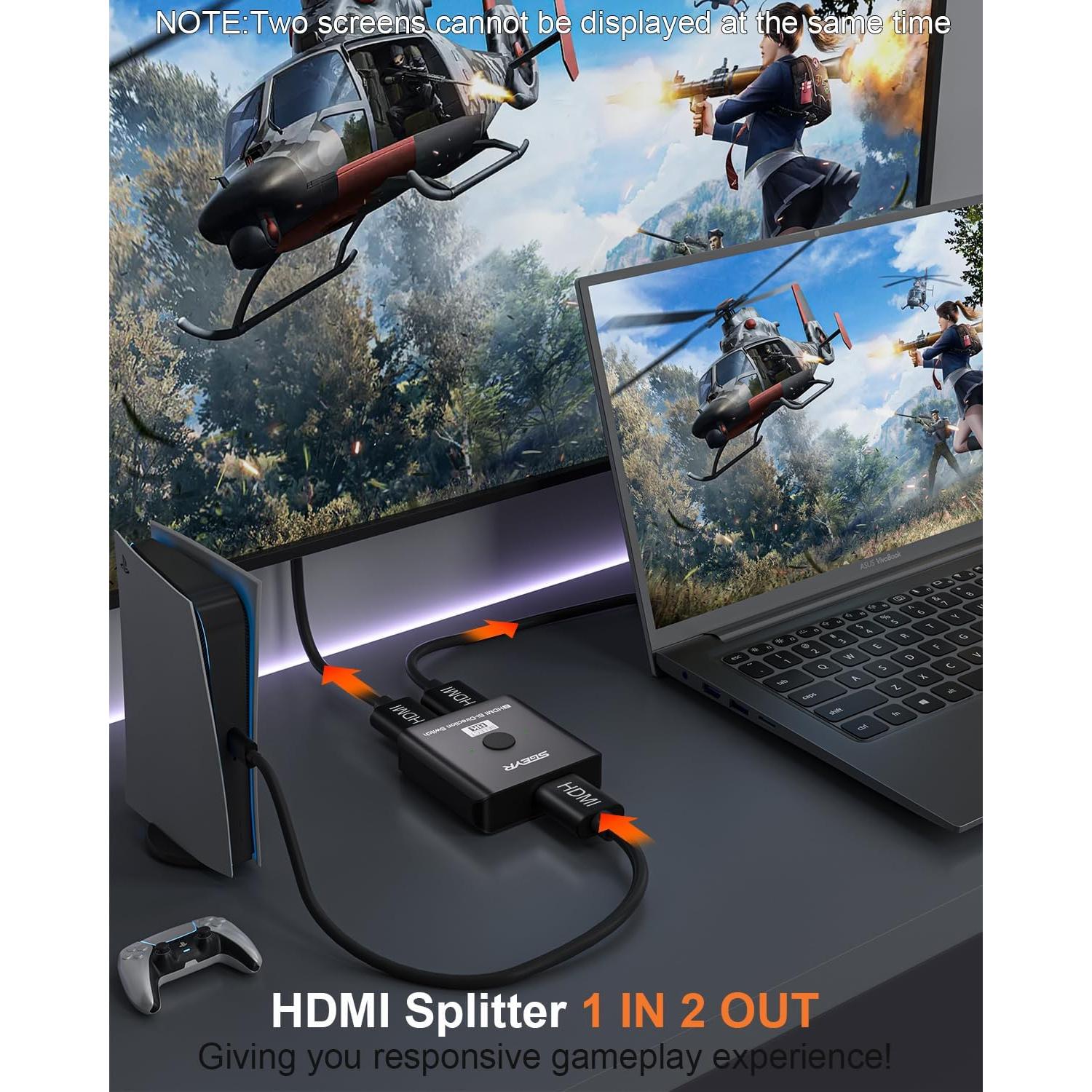 Interruptor HDMI 2.1 SGEYR 8K Bi-Direccional 2 en 1 Ultra HD