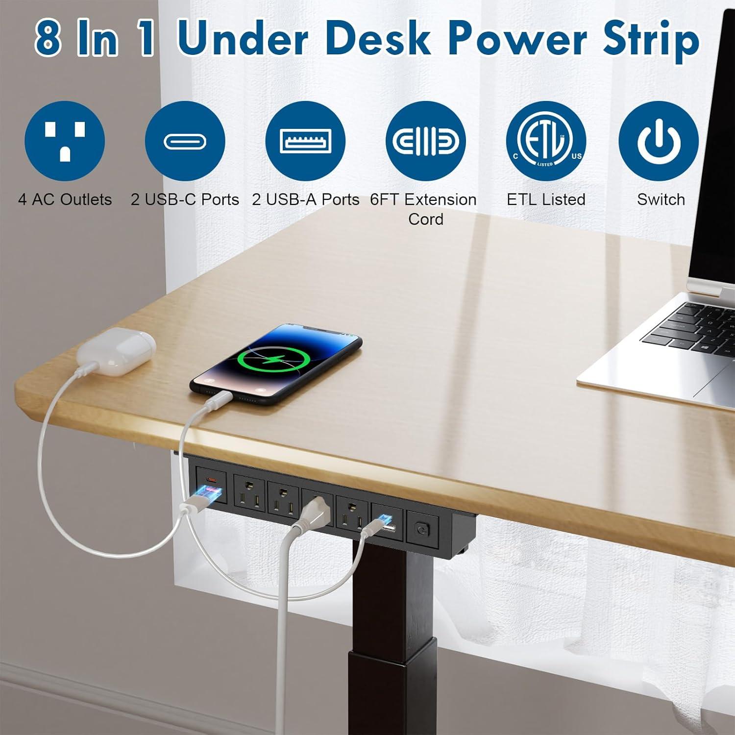 Tira de Alimentación Bajo Escritorio BTU GS001 8 en 1 USB-C 20W