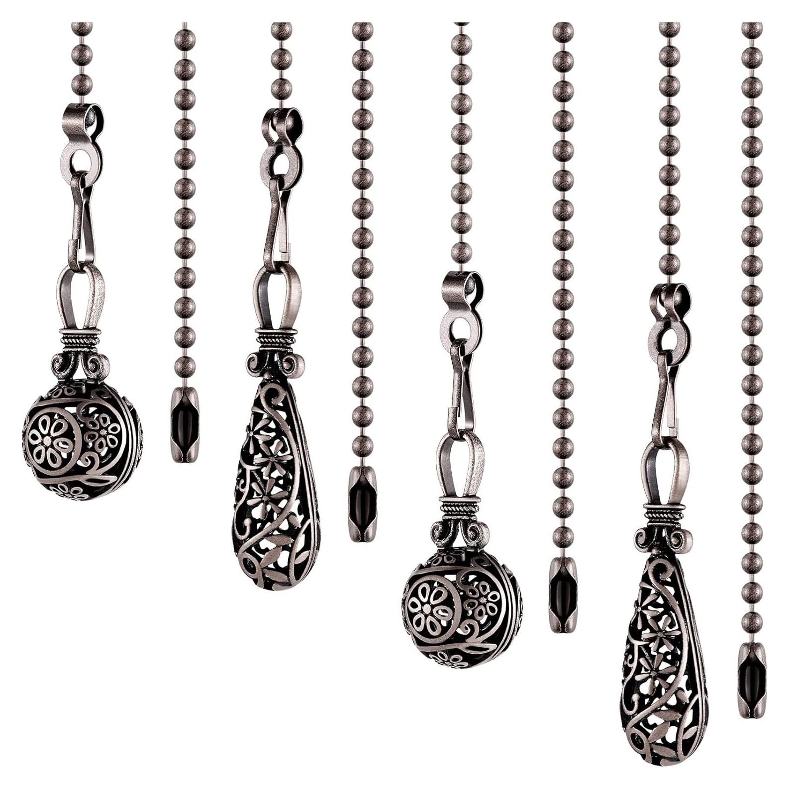 4 Cadenas de Tirar para Ventilador de Techo Yaomiao 34 cm Cobre Negro