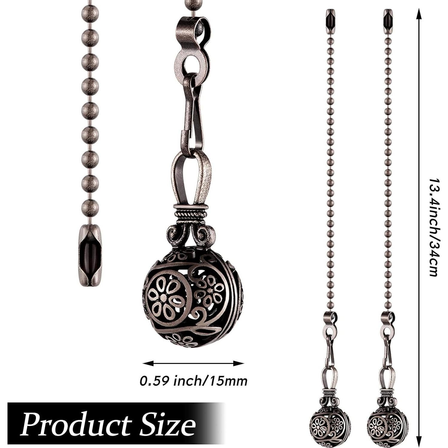 4 Cadenas de Tirar para Ventilador de Techo Yaomiao 34 cm Cobre Negro