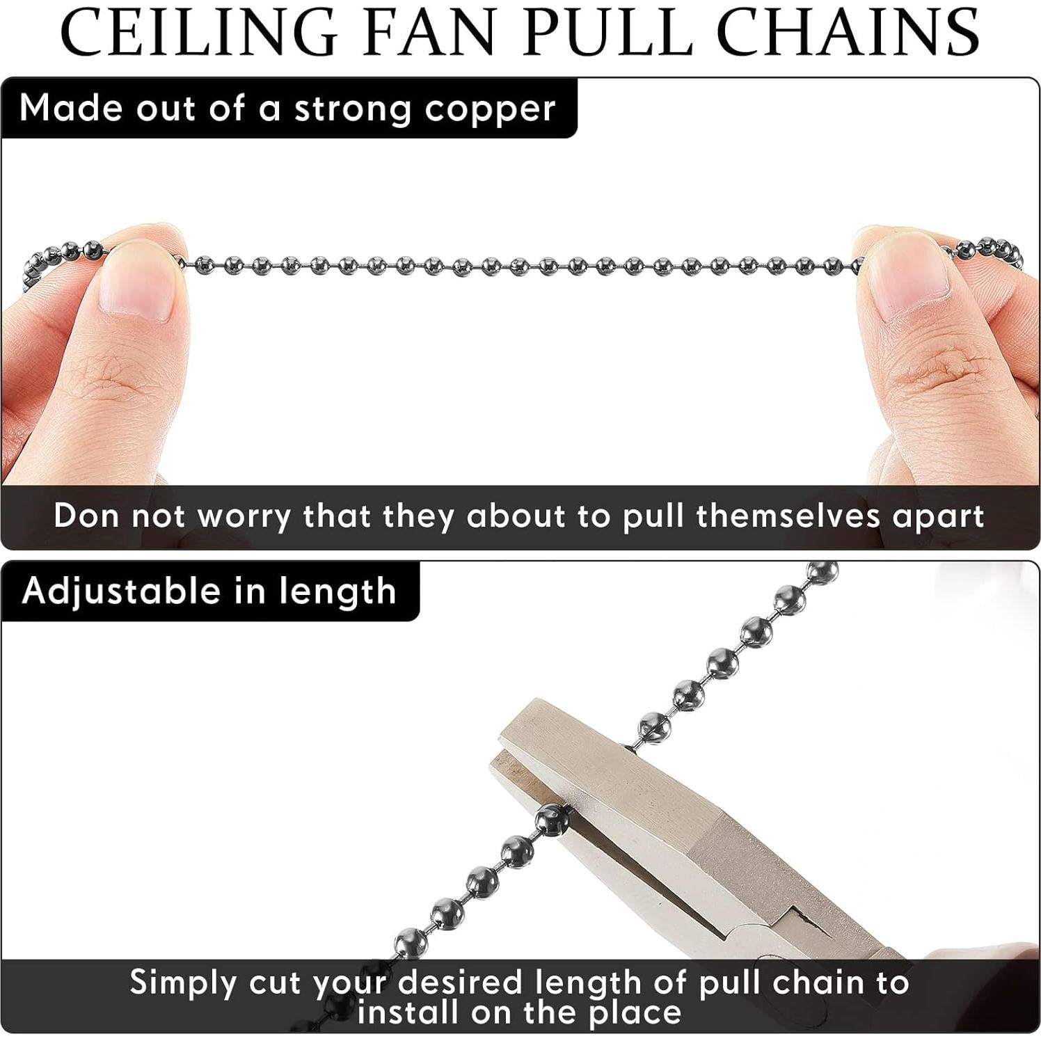 4 Cadenas de Tirar para Ventilador de Techo Yaomiao 34 cm Cobre Negro