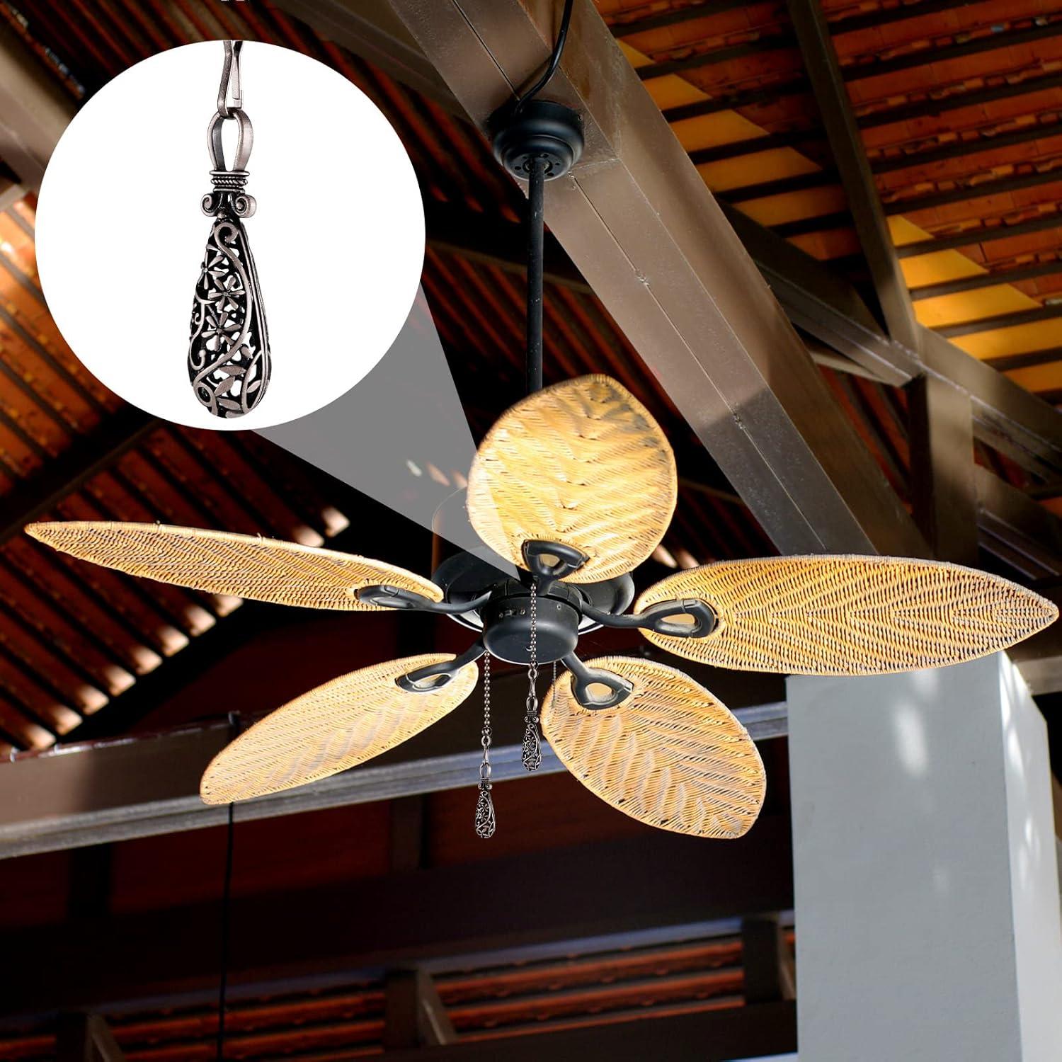 4 Cadenas de Tirar para Ventilador de Techo Yaomiao 34 cm Cobre Negro