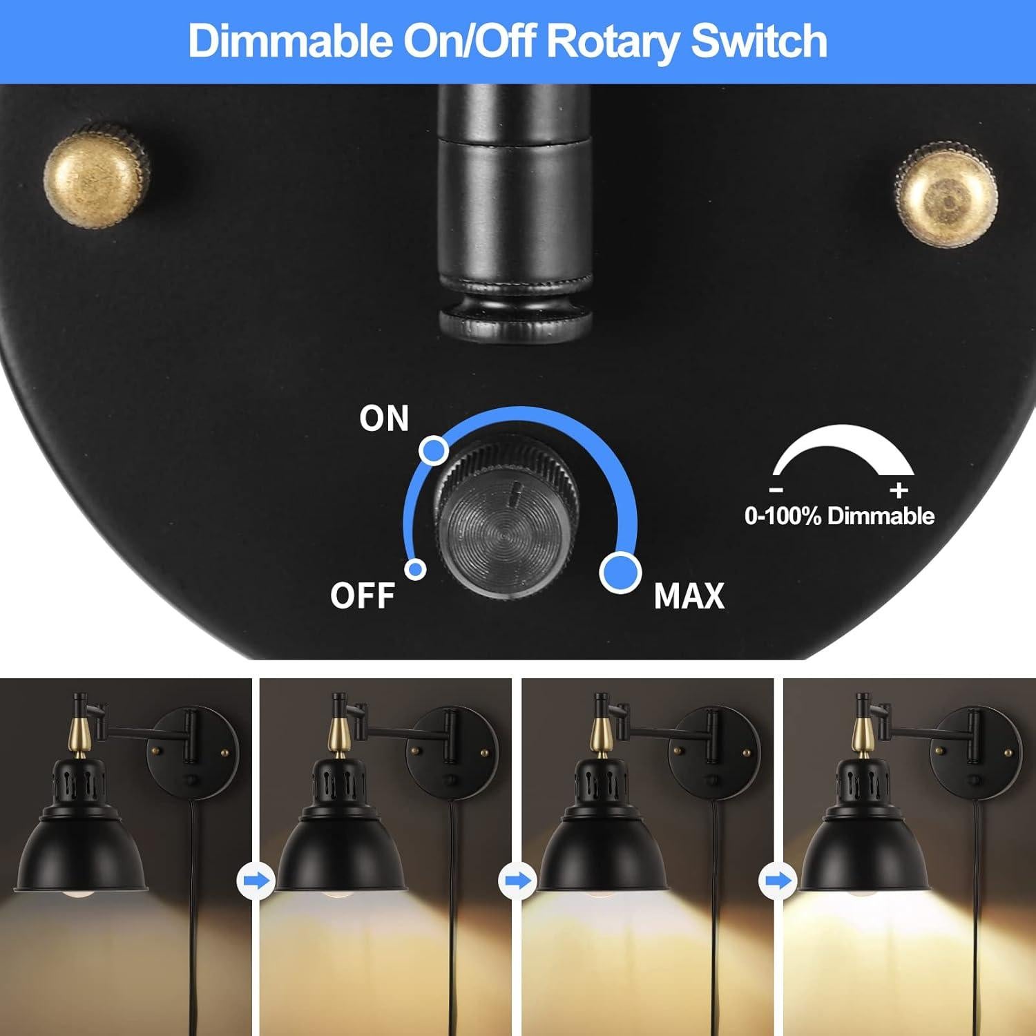 Aplique de Pared Regulable TRLIFE Industrial E26 60W Negro