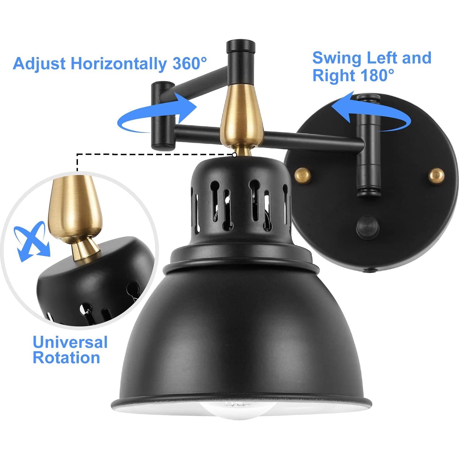 Aplique de Pared Regulable TRLIFE Industrial E26 60W Negro