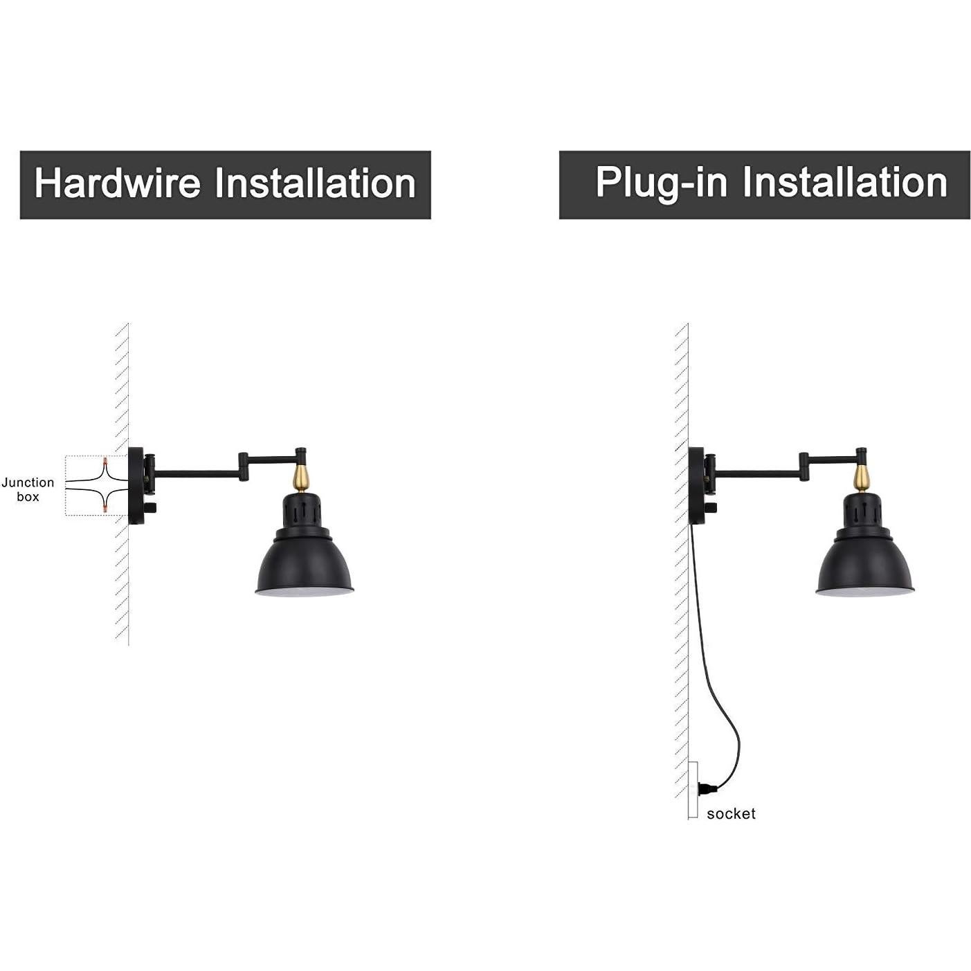 Aplique de Pared Regulable TRLIFE Industrial E26 60W Negro