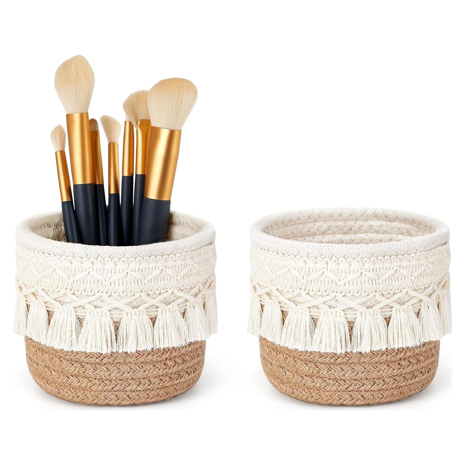 Organizador de Brochas de Maquillaje Mkono - Juego de 2 Cestas Boho