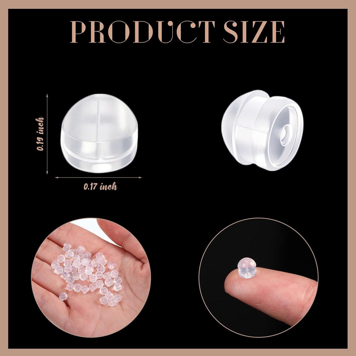 Respaldos de Aretes Hicarer 100 Piezas Silicona Transparente