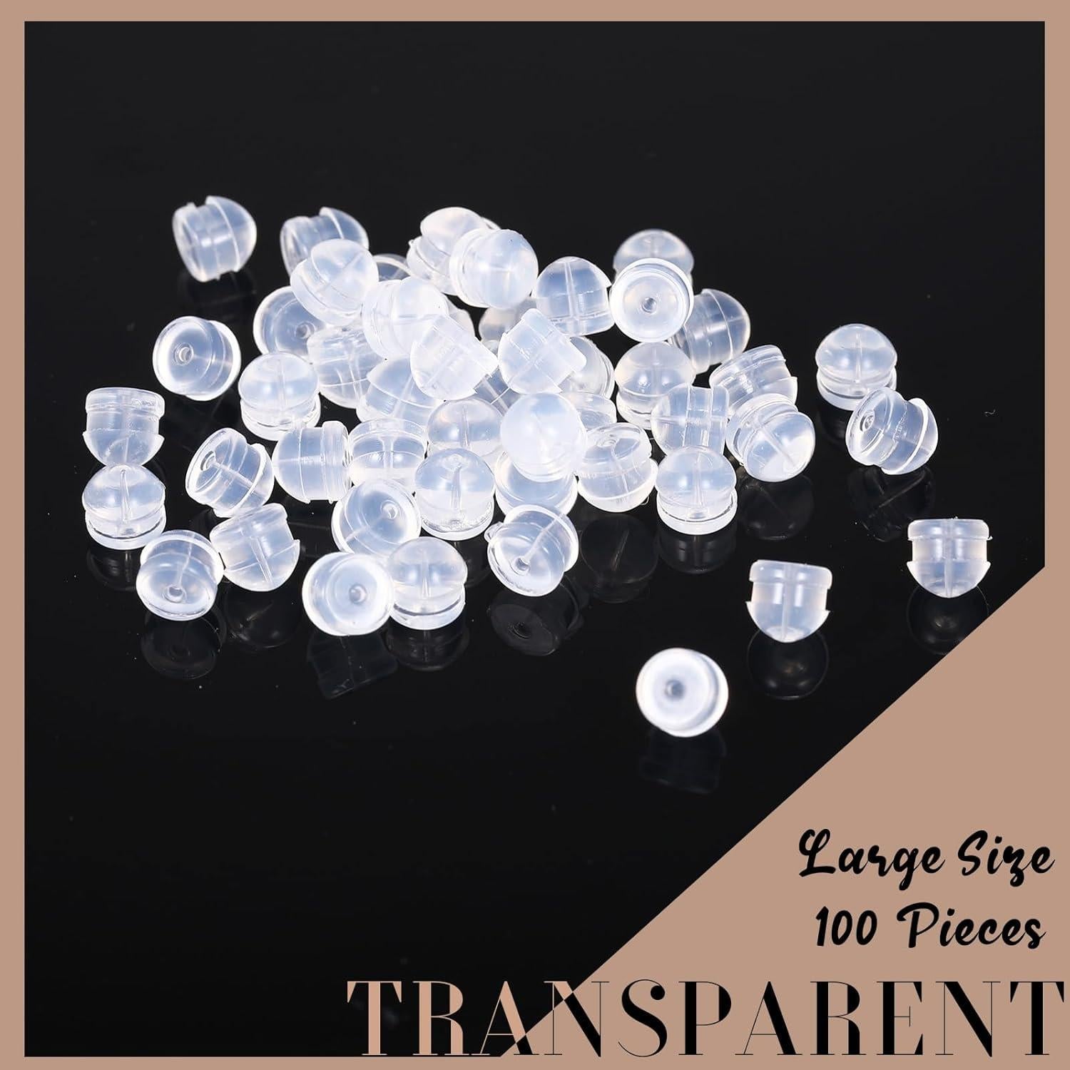 Respaldos de Aretes Hicarer 100 Piezas Silicona Transparente