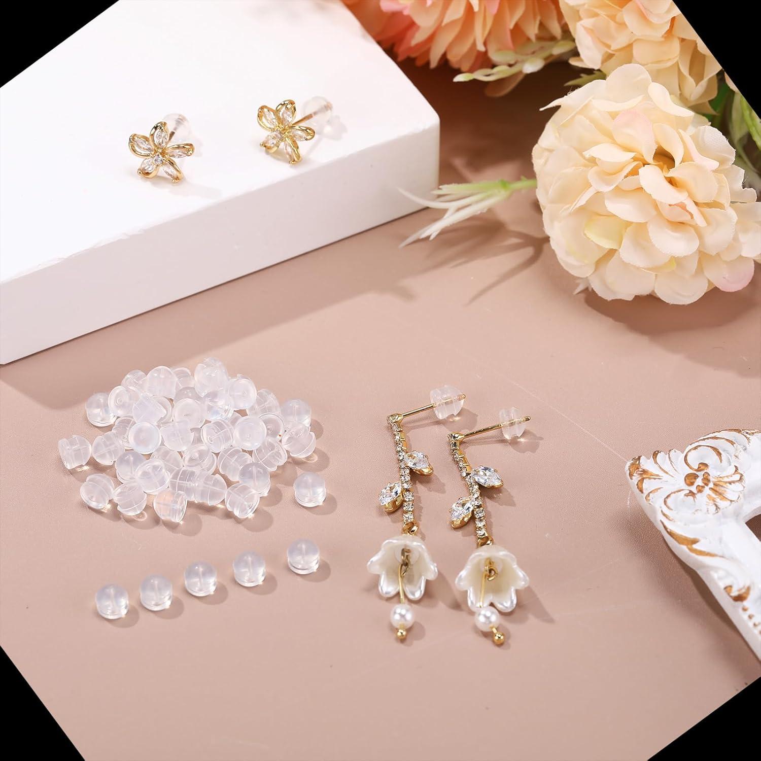 Respaldos de Aretes Hicarer 100 Piezas Silicona Transparente