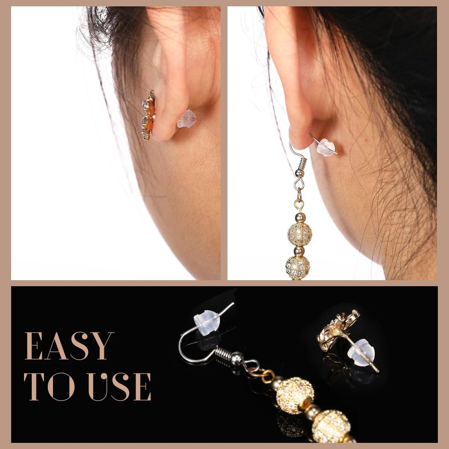 Respaldos de Aretes Hicarer 100 Piezas Silicona Transparente