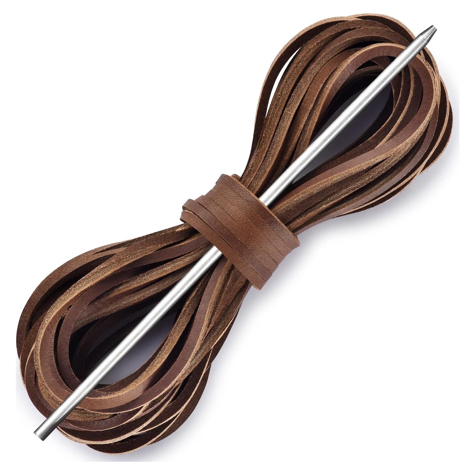 Cordones de Cuero para Botas - 182.88 cm x 3.2 mm - 1 Aguja