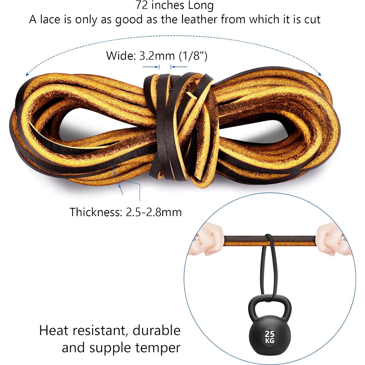 Cordones de Cuero para Botas - 182.88 cm x 3.2 mm - 1 Aguja