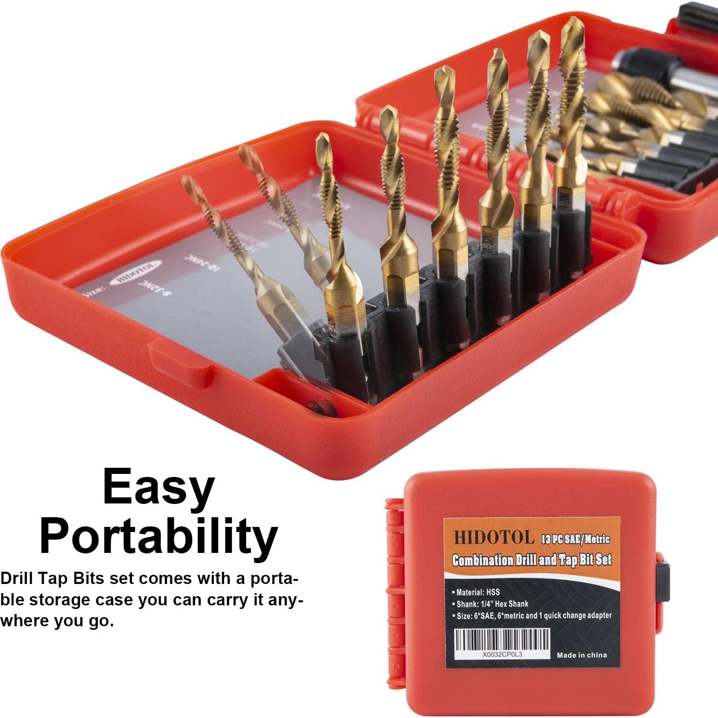 Juego de Brocas y Machos de Titanio HIDOTOL 13 Piezas