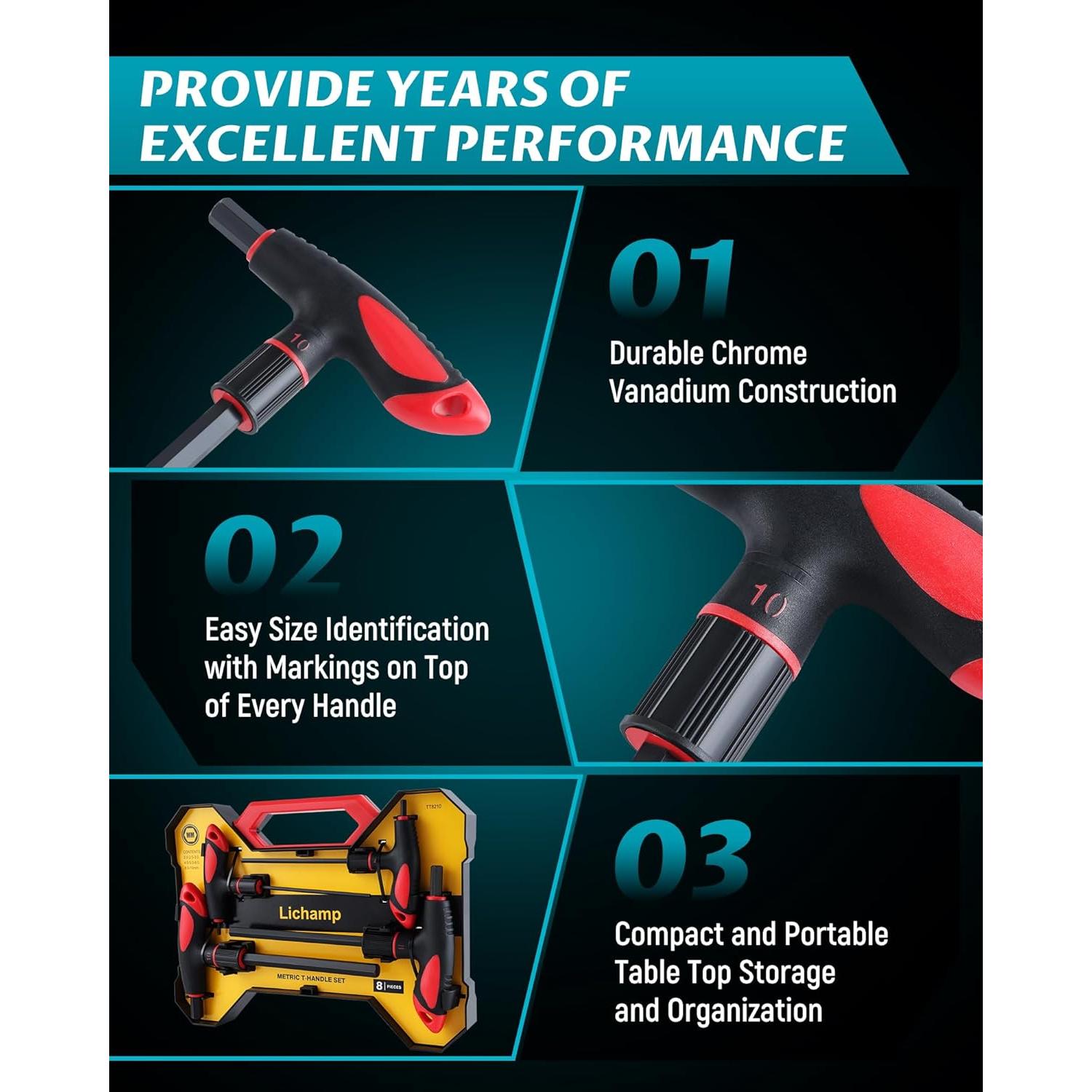 Juego de Llaves Allen T Lichamp Métrico 8 Piezas 2-10mm