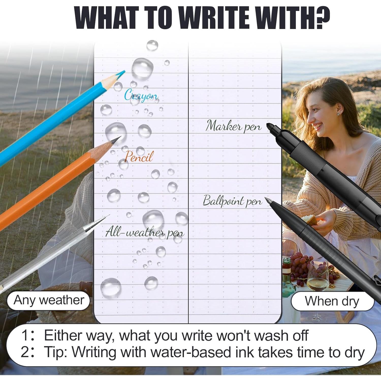 Paquete de 6 Bloc de Notas Impermeables Qiuruoo 7.6x12.7 cm