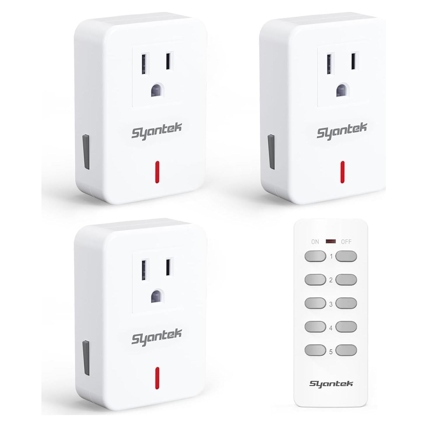 Interruptor de Luz Inalámbrico Syantek con Control Remoto 3 Enchufes