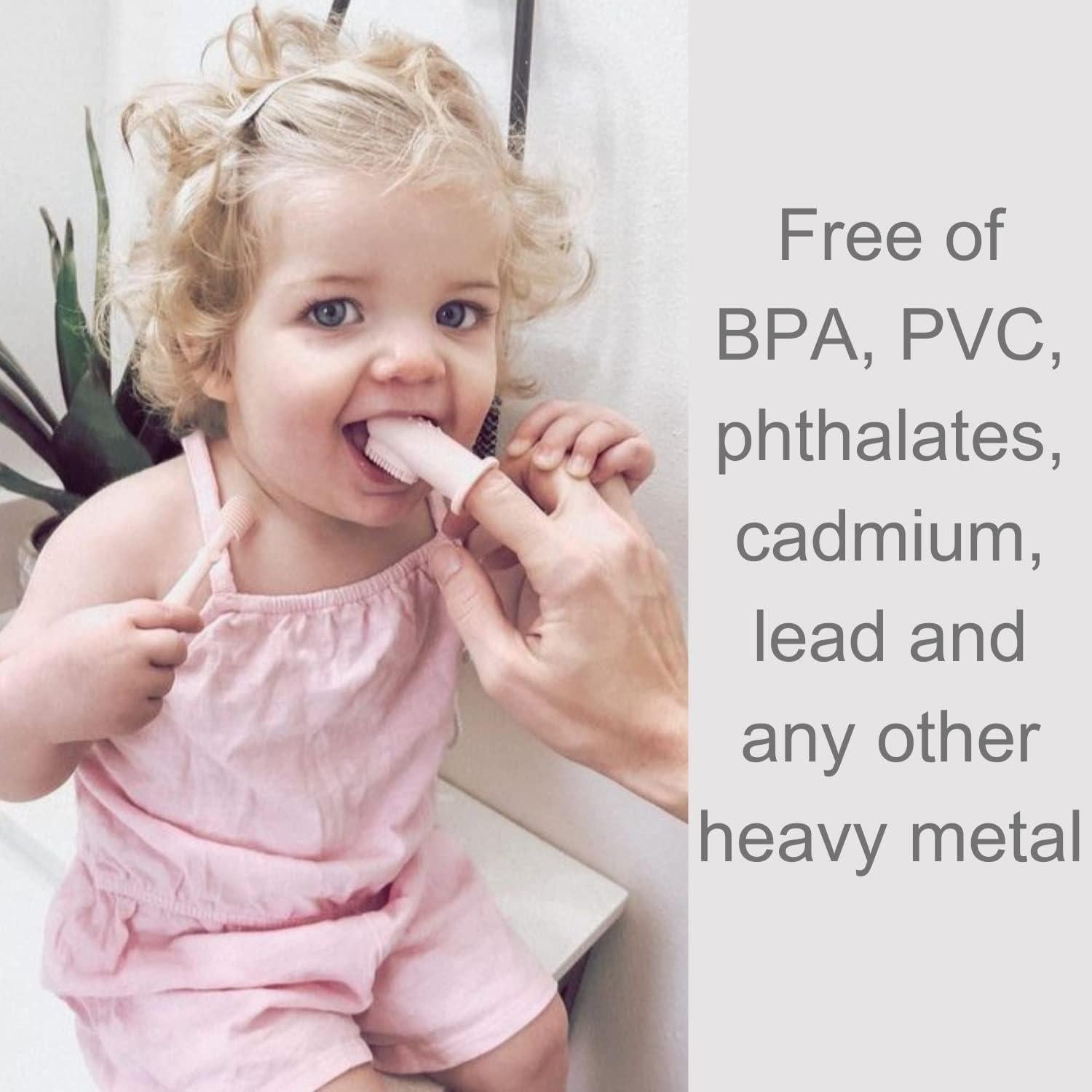 Conjunto de Cuidado Oral Ali+Oli Bebé Rosa - 2 Cepillos Dedo y Limpiador