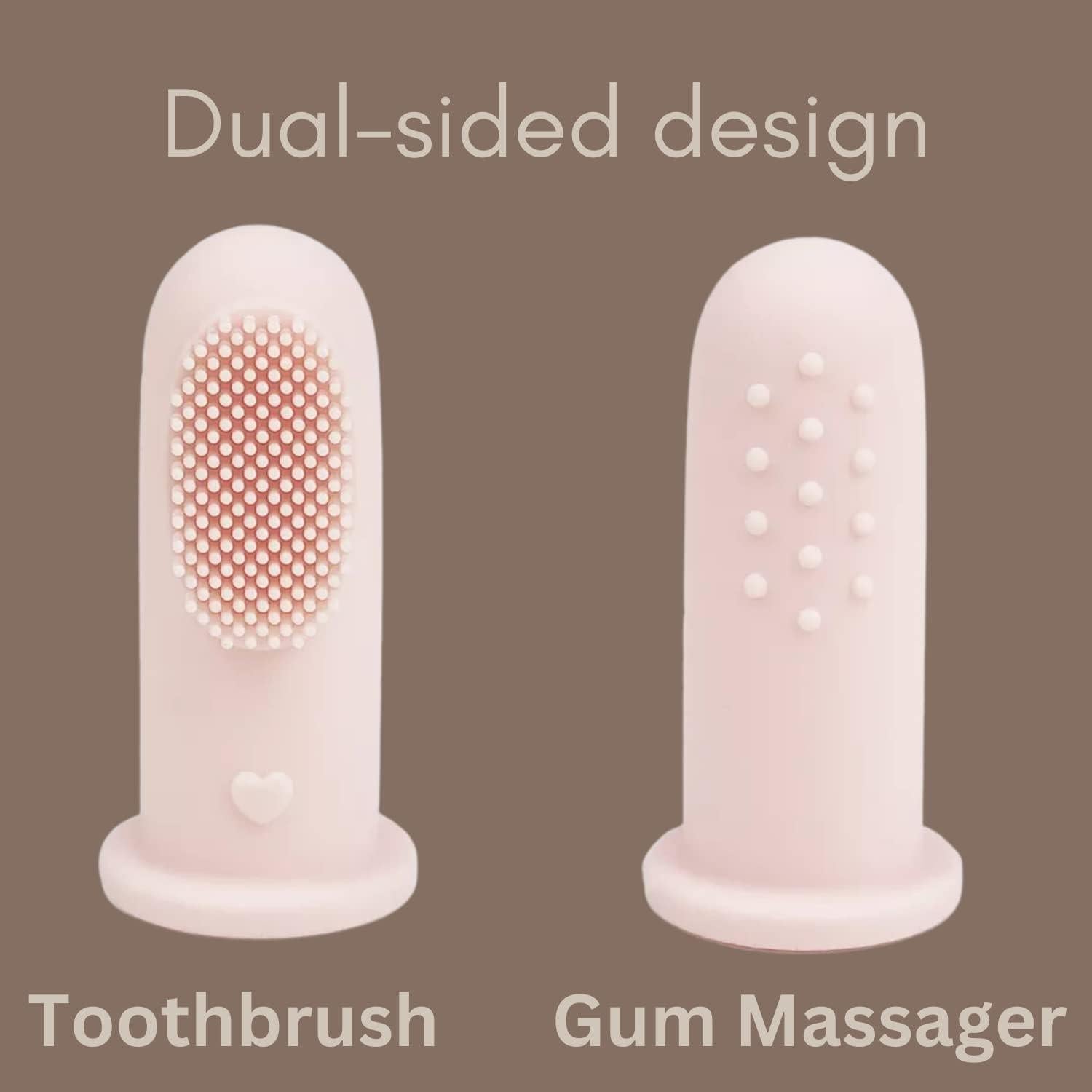 Conjunto de Cuidado Oral Ali+Oli Bebé Rosa - 2 Cepillos Dedo y Limpiador