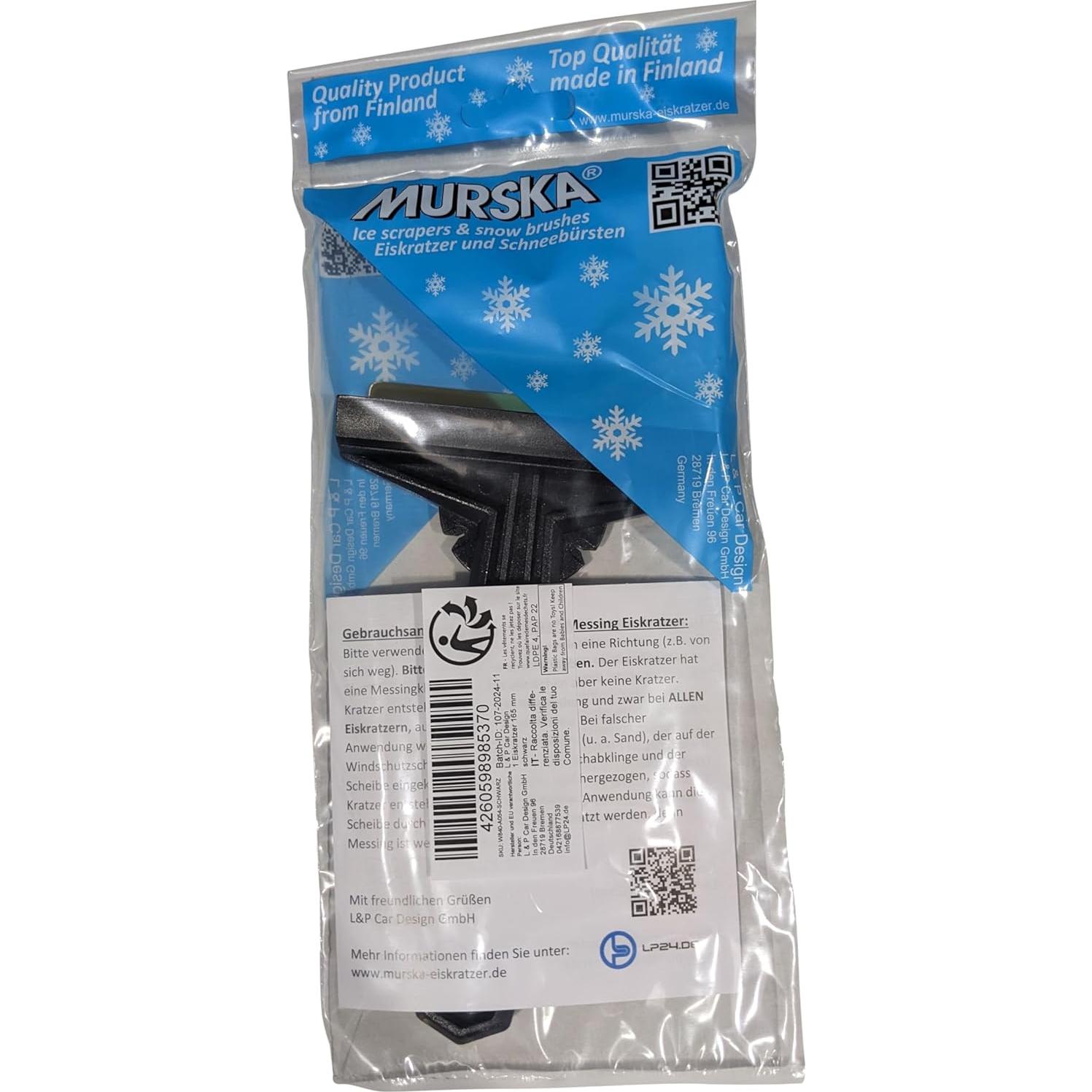 Raspador de Hielo Murska con Cuchilla de Latón - Negro