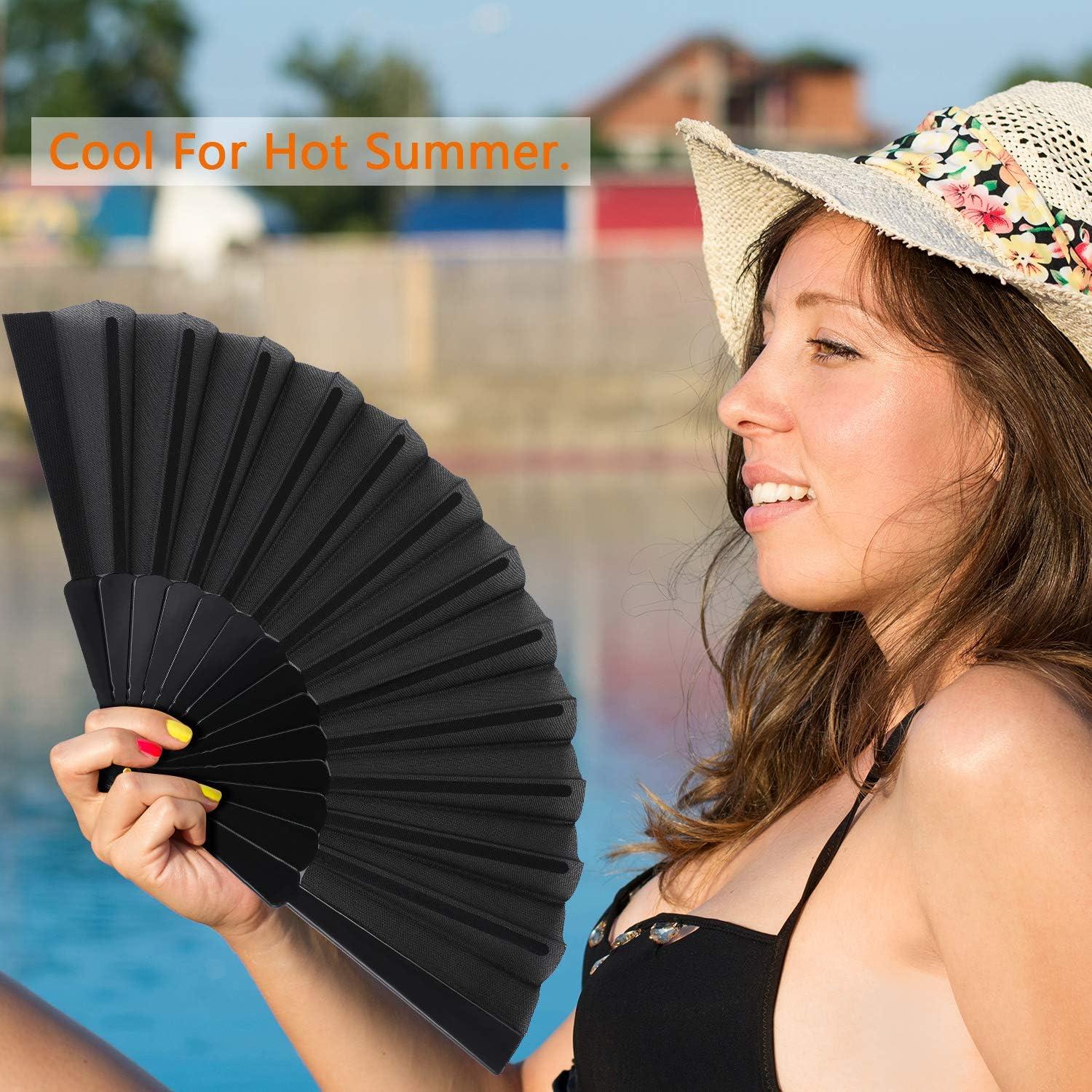 Abanicos Plegables de Mano Blulu - 4 Piezas Chinos Negros