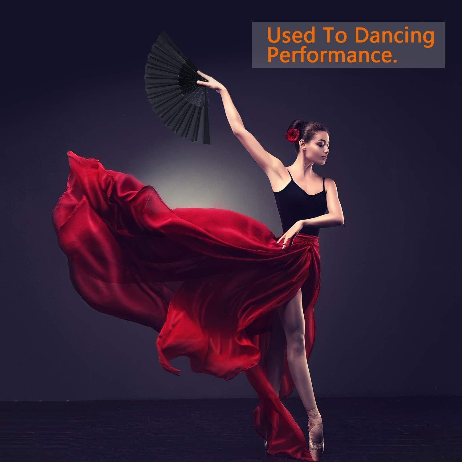 Abanicos Plegables de Mano Blulu - 4 Piezas Chinos Negros