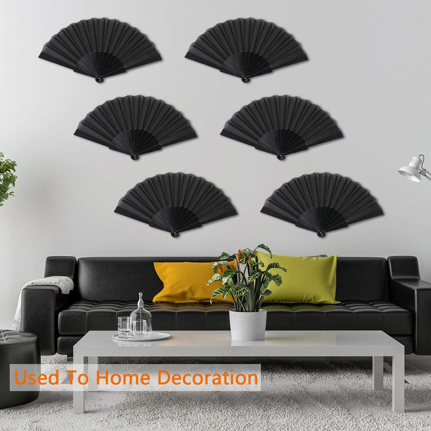 Abanicos Plegables de Mano Blulu - 4 Piezas Chinos Negros