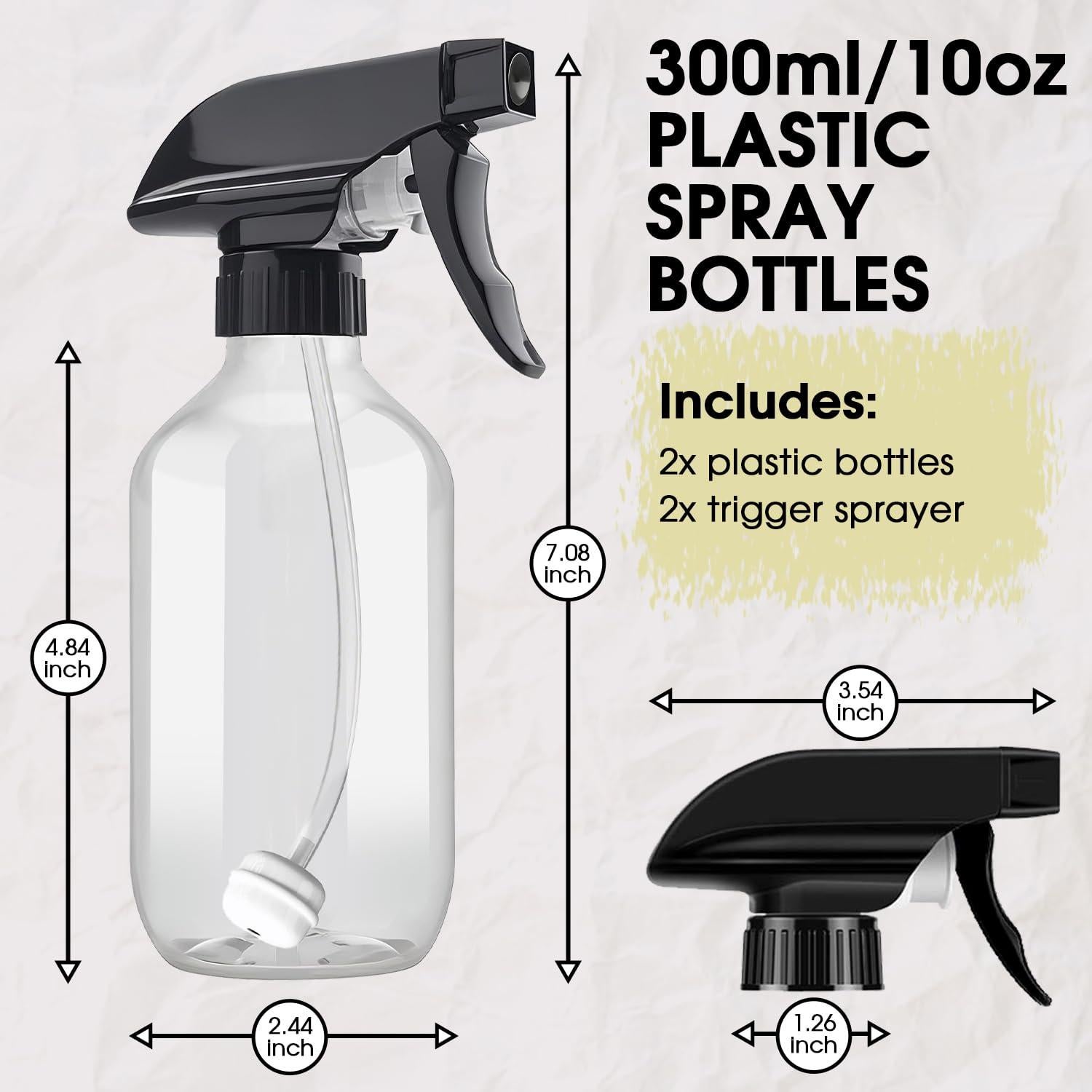 2 Botellas de Spray de Plástico 300 ml AMORIX Ajustable