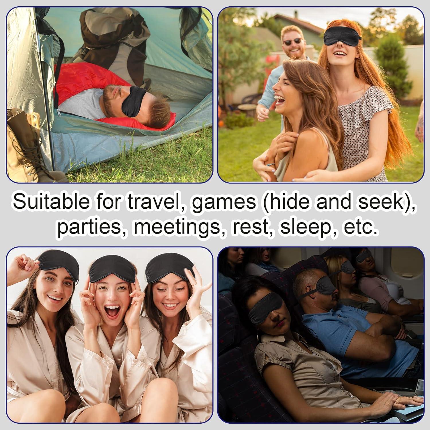 50 Pcs Máscaras de Sueño de Seda Newcotte Ajustables Negras