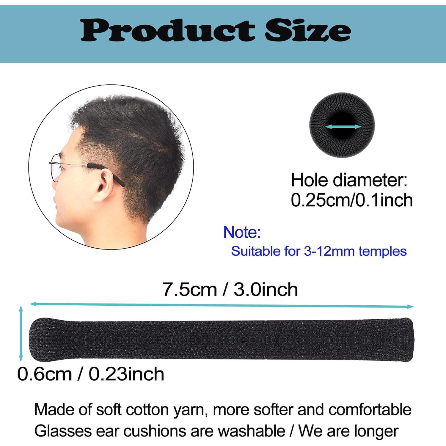 Cojines para orejas de gafas Omnful, 5 pares negros, algodón suave