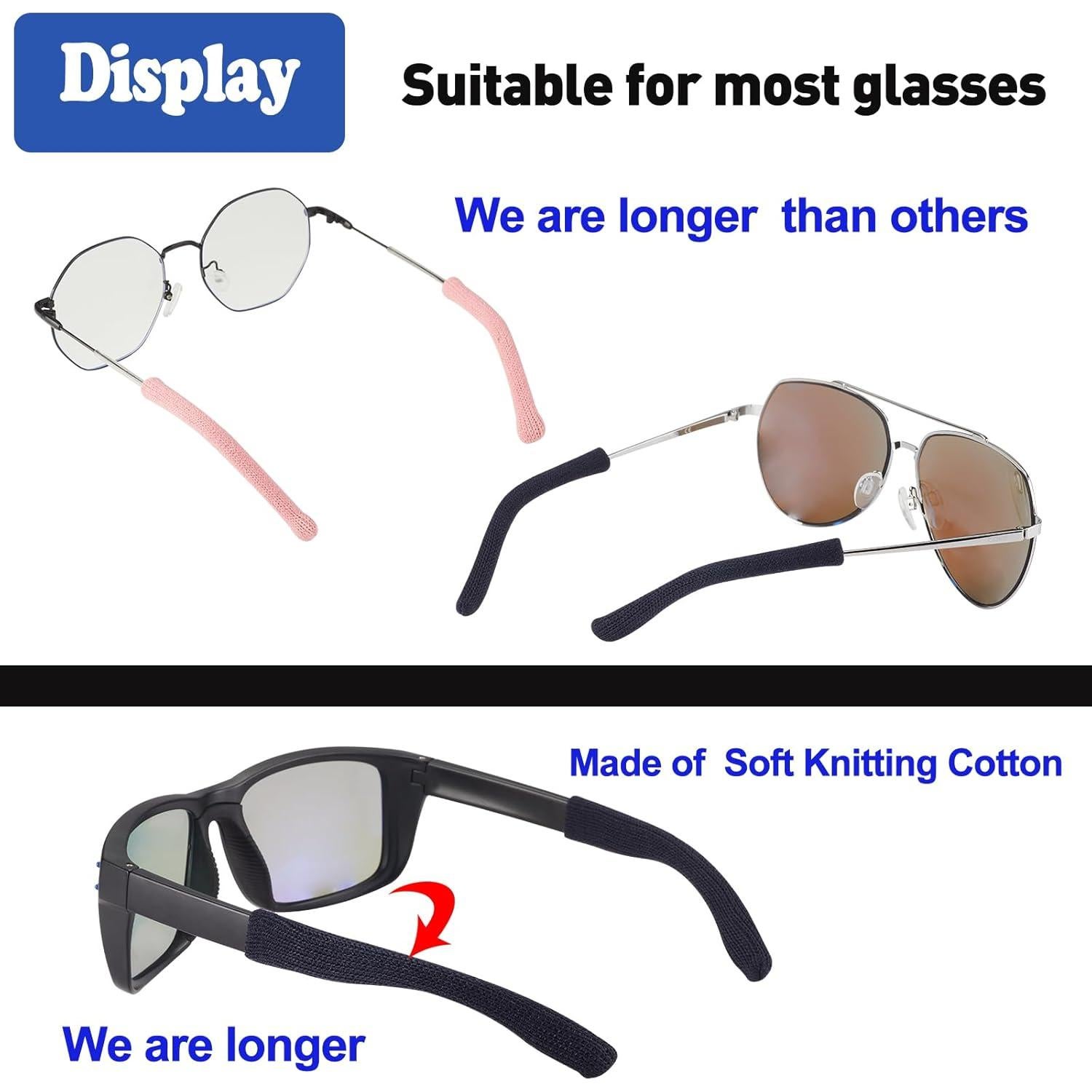 Cojines para orejas de gafas Omnful, 5 pares negros, algodón suave