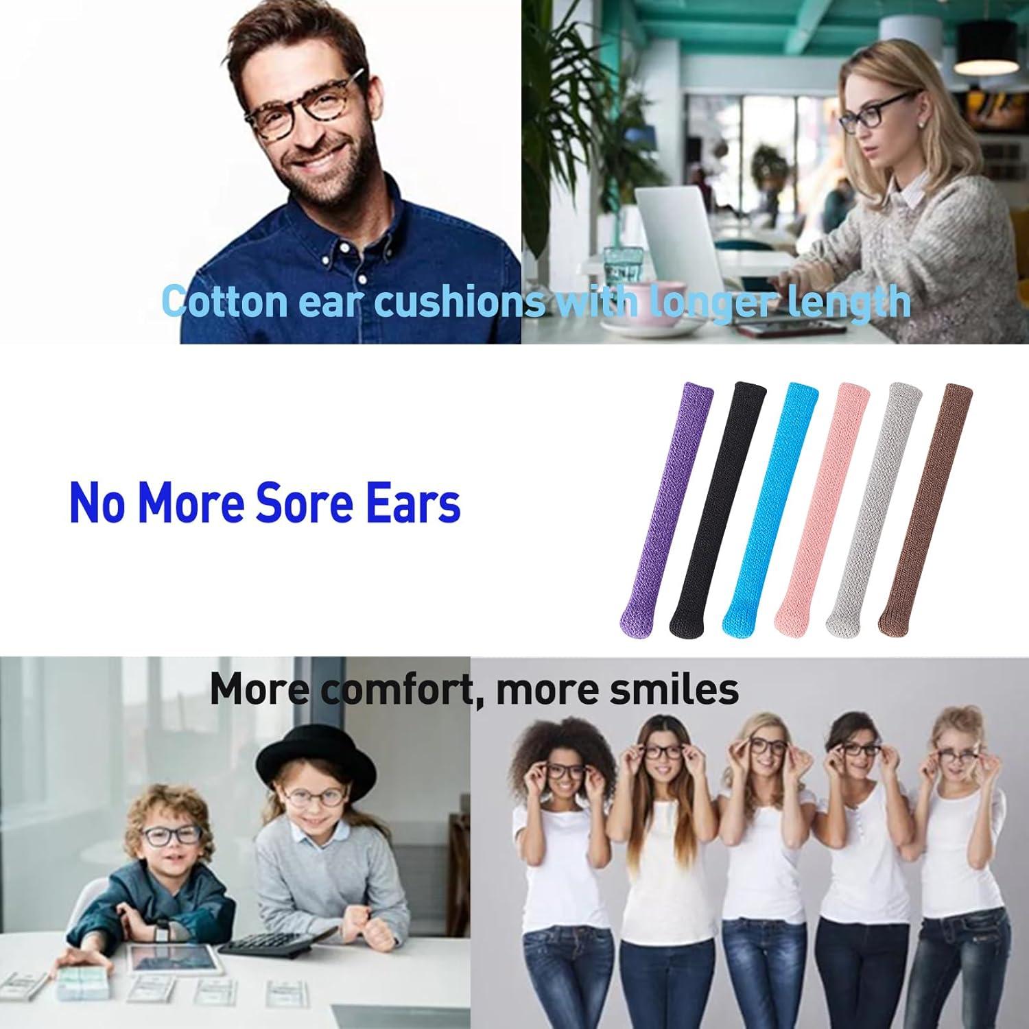 Cojines para orejas de gafas Omnful, 5 pares negros, algodón suave