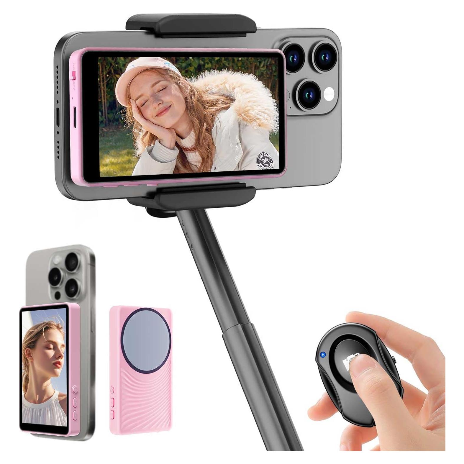 Monitor de Vlog Magnético 4K Rosa para Teléfono iPhone/Android