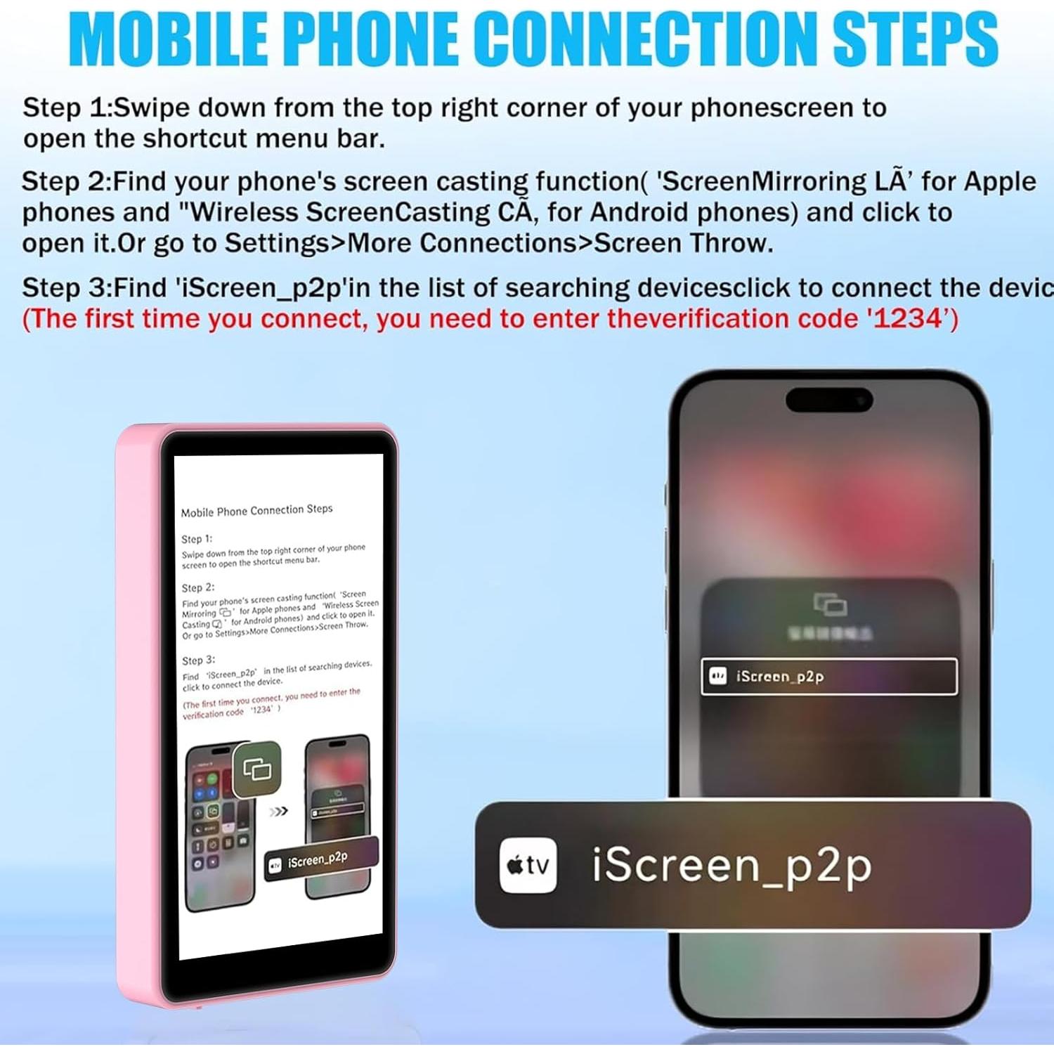 Monitor de Vlog Magnético 4K Rosa para Teléfono iPhone/Android