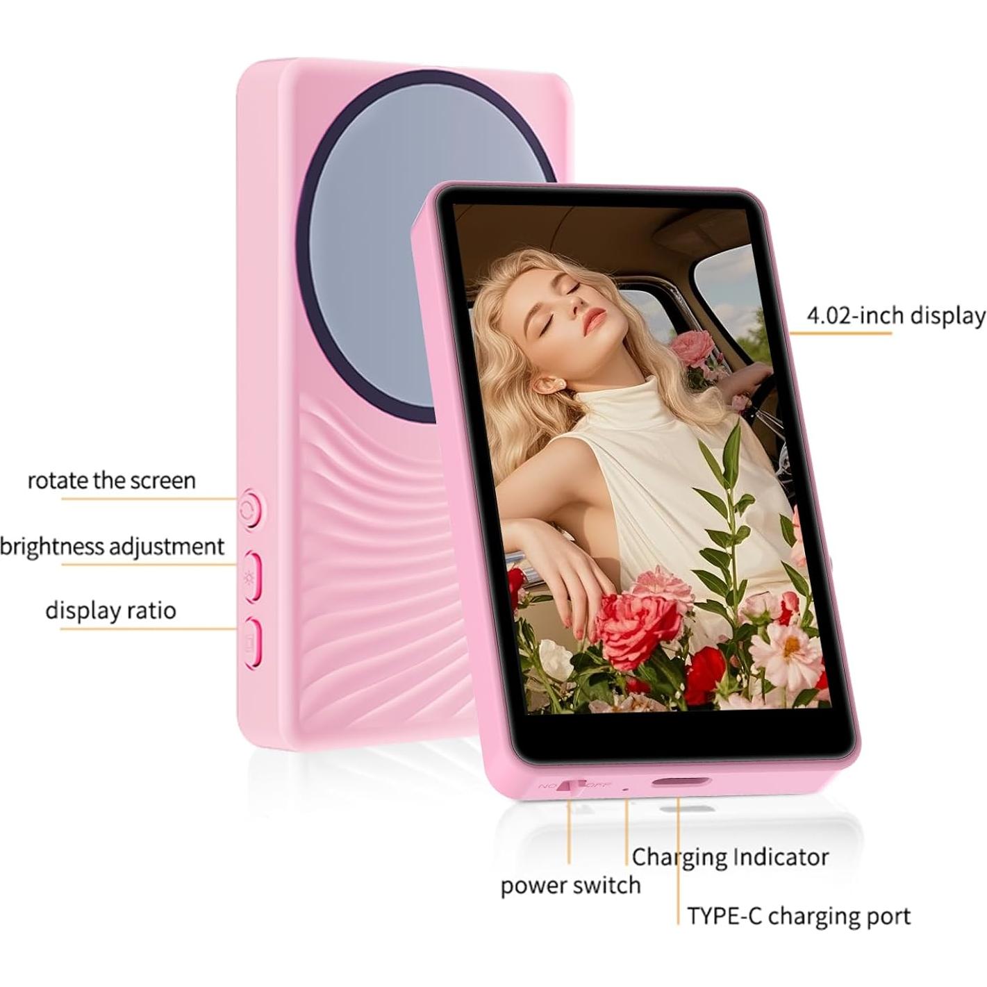 Monitor de Vlog Magnético 4K Rosa para Teléfono iPhone/Android