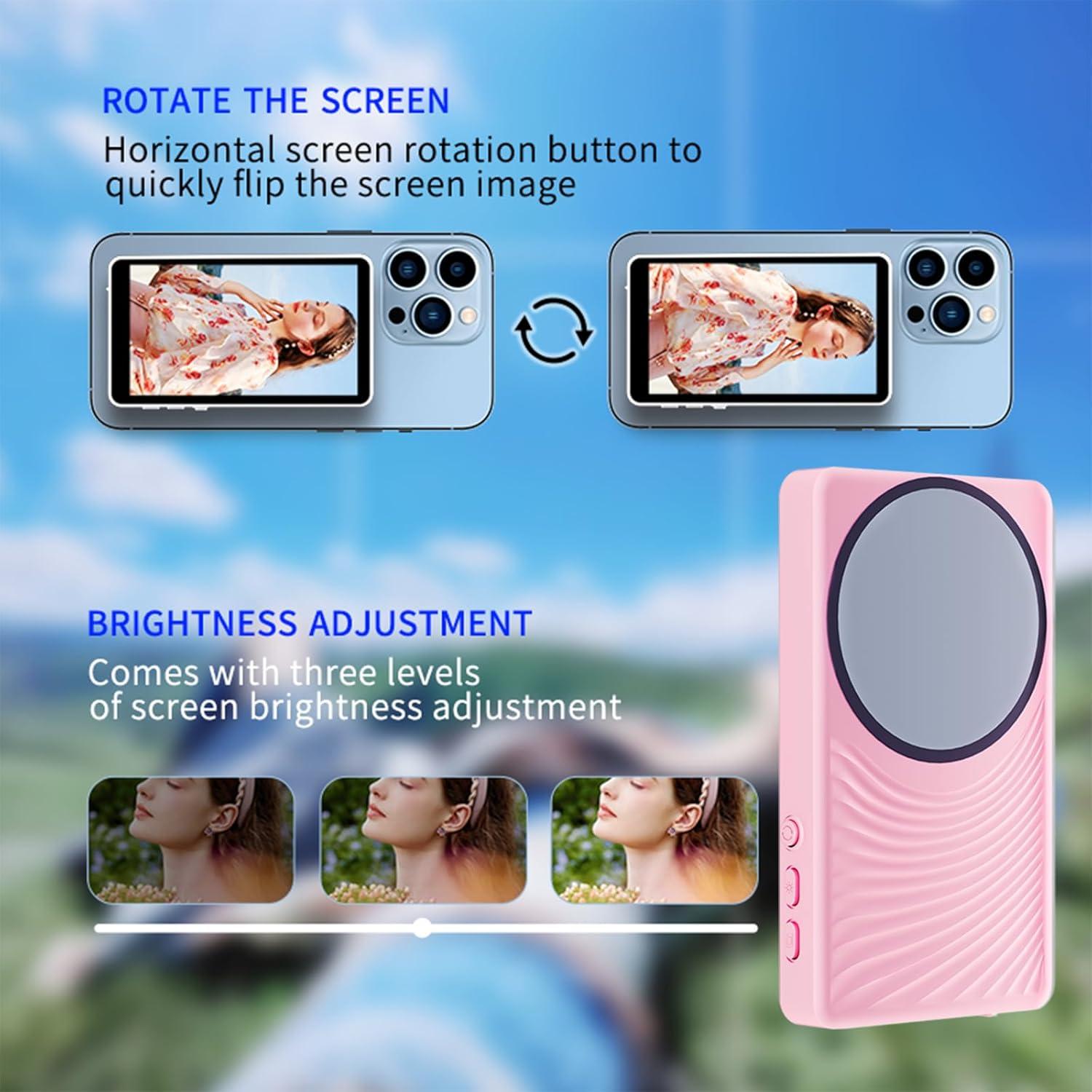 Monitor de Vlog Magnético 4K Rosa para Teléfono iPhone/Android