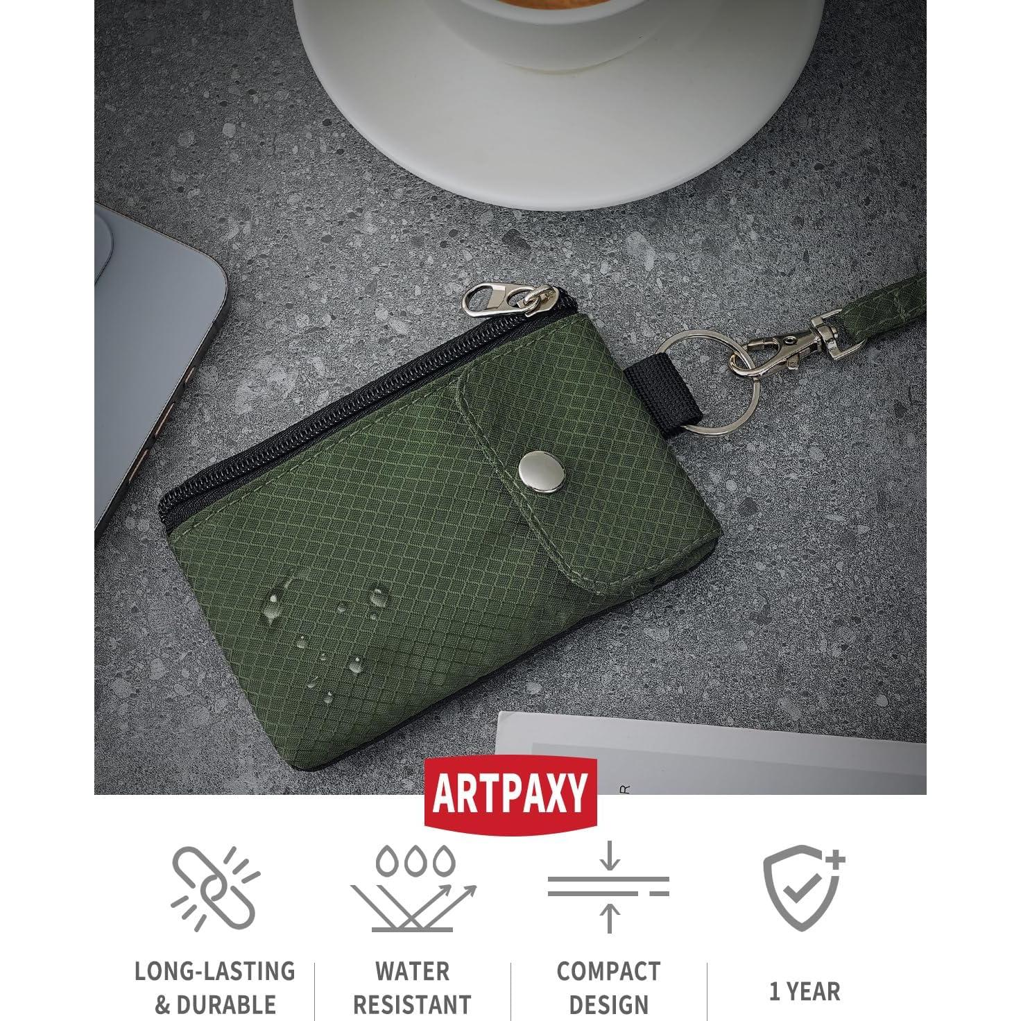 Billetera Minimalista Artpaxy Verde Militar con Bloqueo RFID