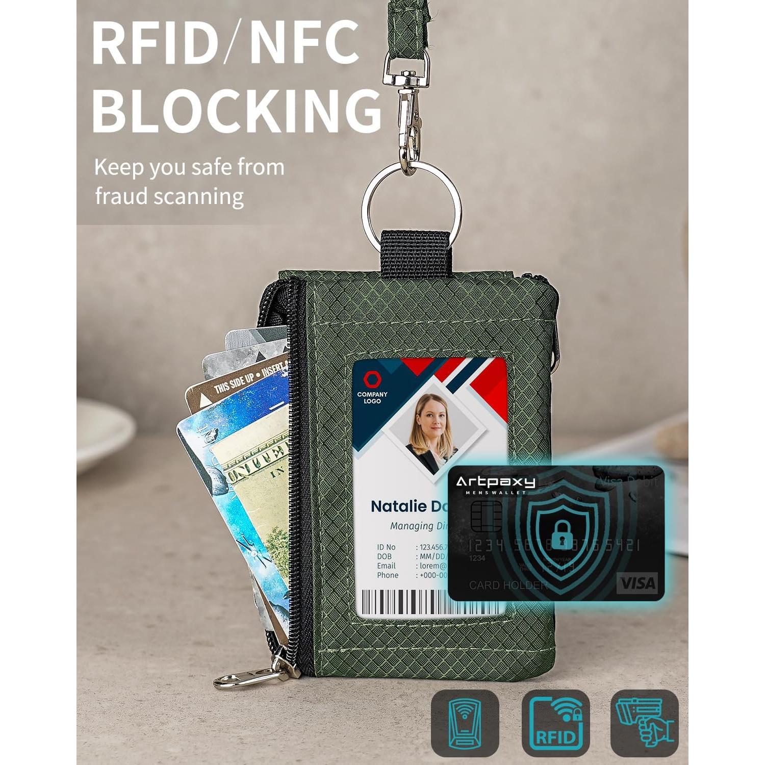 Billetera Minimalista Artpaxy Verde Militar con Bloqueo RFID