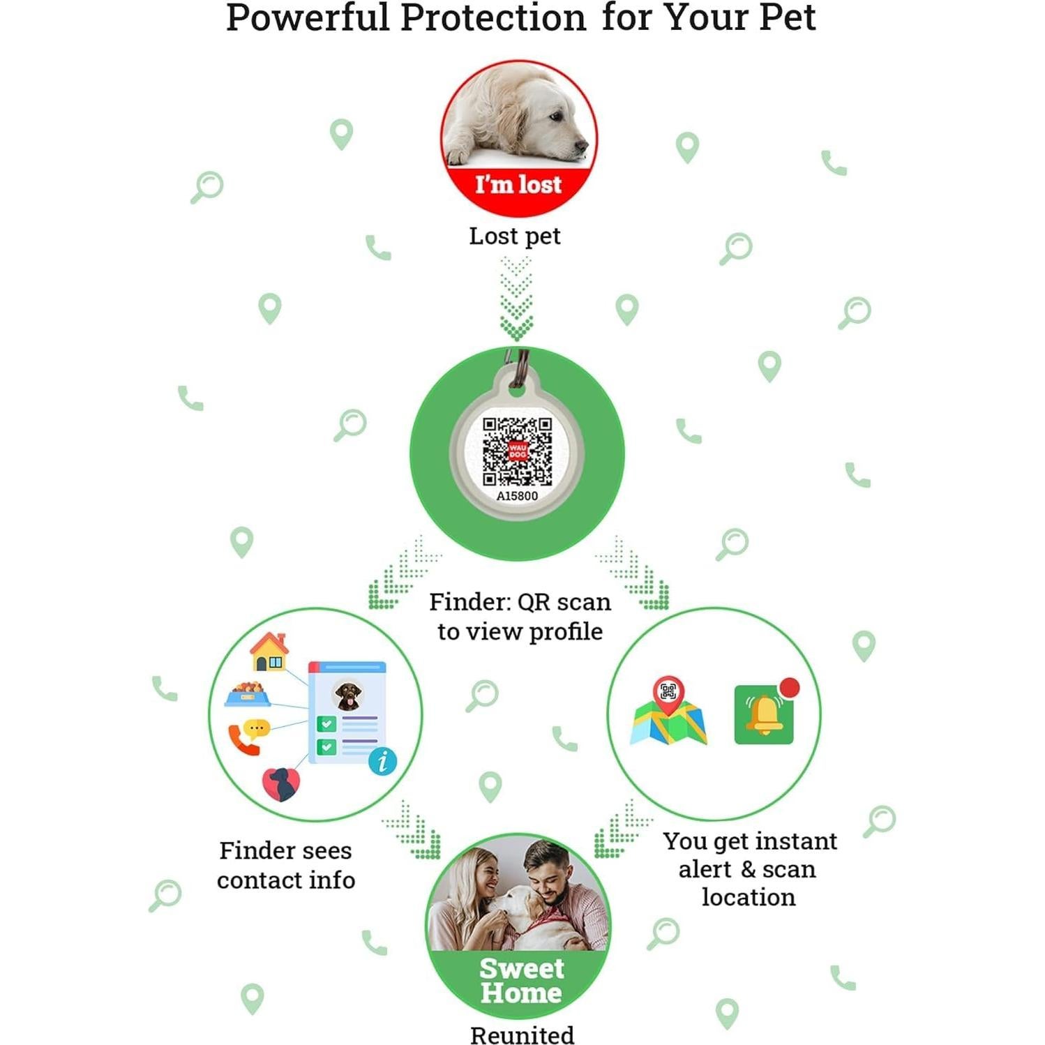 Etiqueta de Identificación QR para Perros WAUDOG Grande Nasa