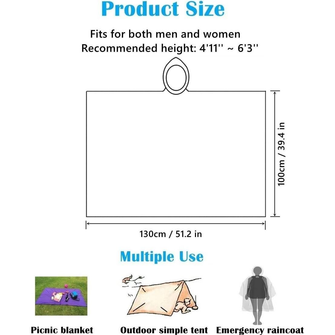Poncho de Lluvia Reutilizable RUISHYY para Adultos - EVA Impermeable