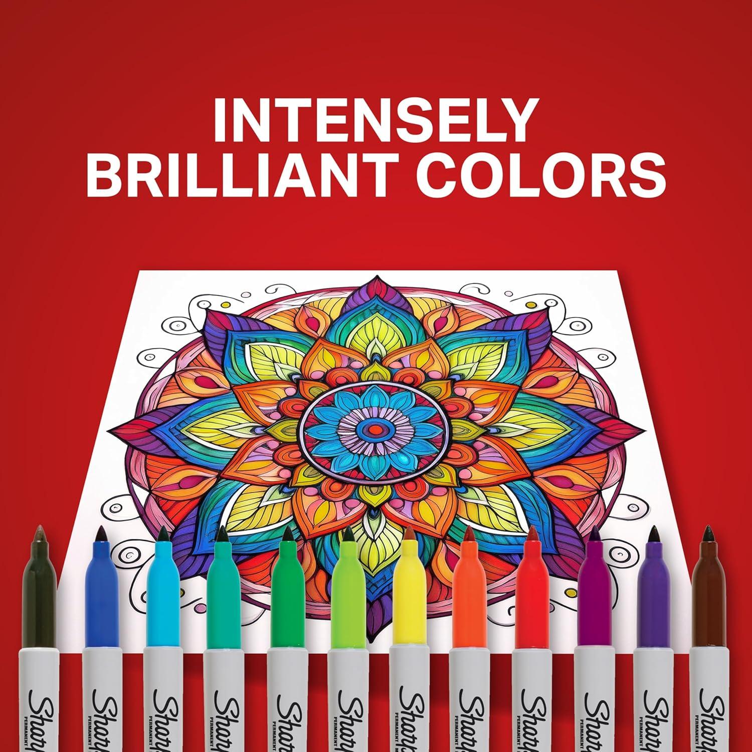 Juego de 12 Marcadores Permanentes Sharpie Punta Fina Colores Variados