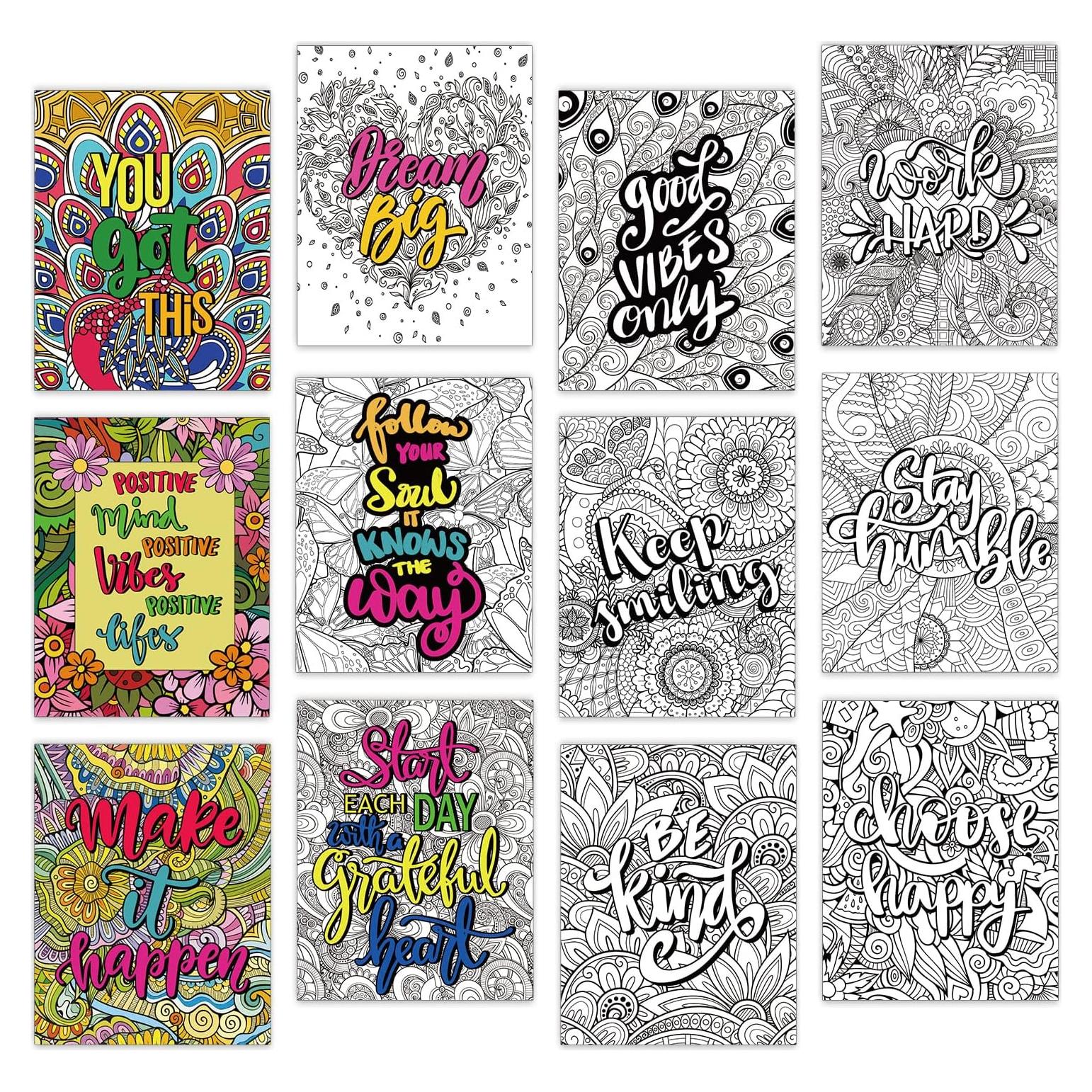 Pósteres de Colorear Mandala ZOIIWA 24 Hojas Inspiracionales