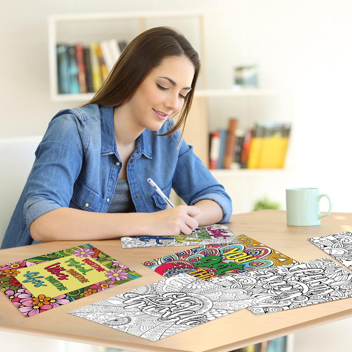 Pósteres de Colorear Mandala ZOIIWA 24 Hojas Inspiracionales