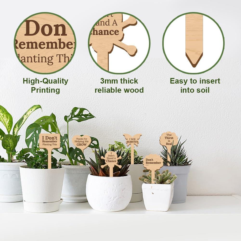 15 Etiquetas de Plantas de Madera GOMAKERER - 15 Estilos Divertidos