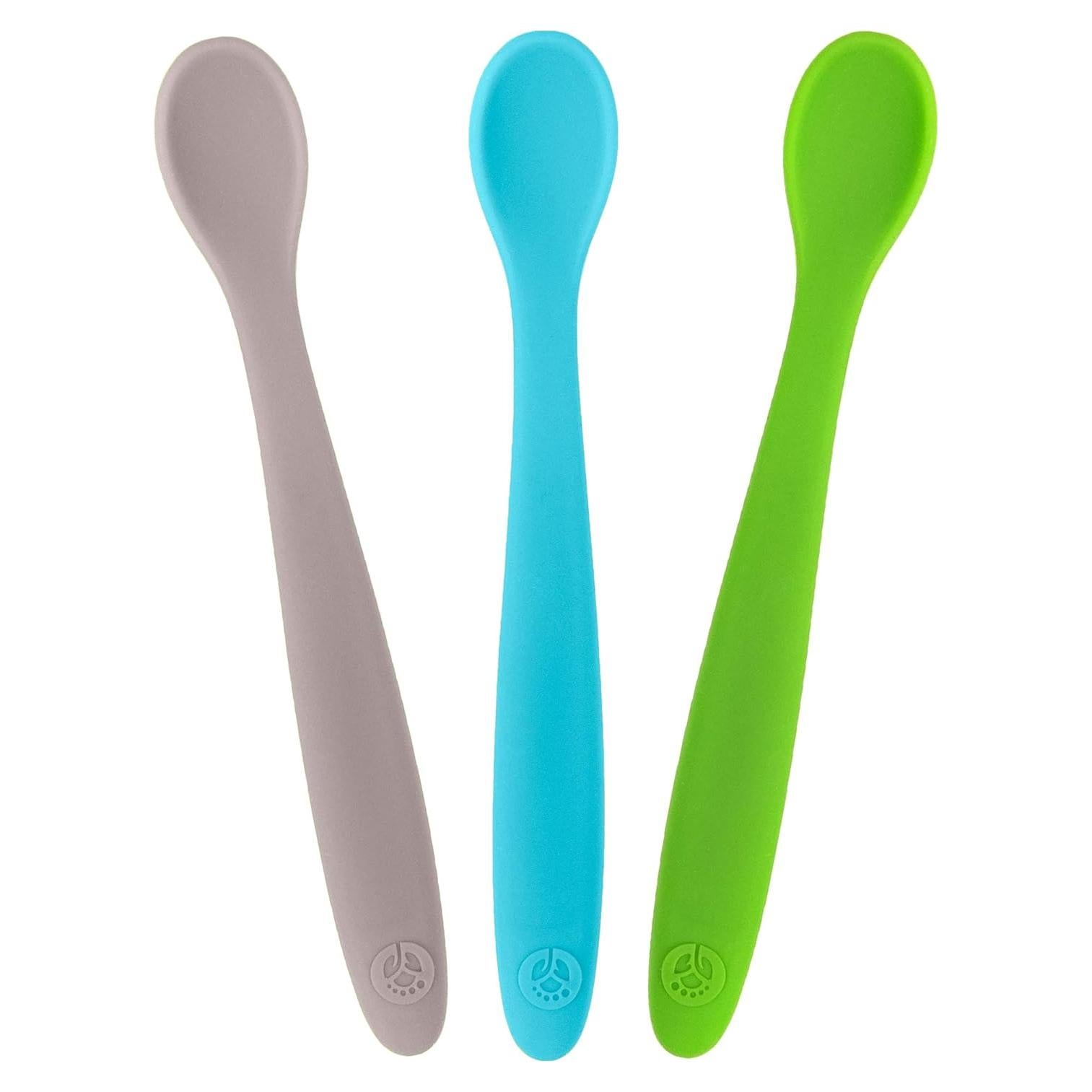 Cucharas de Silicona WeeSprout para Bebés - Set de 3 Flexibles