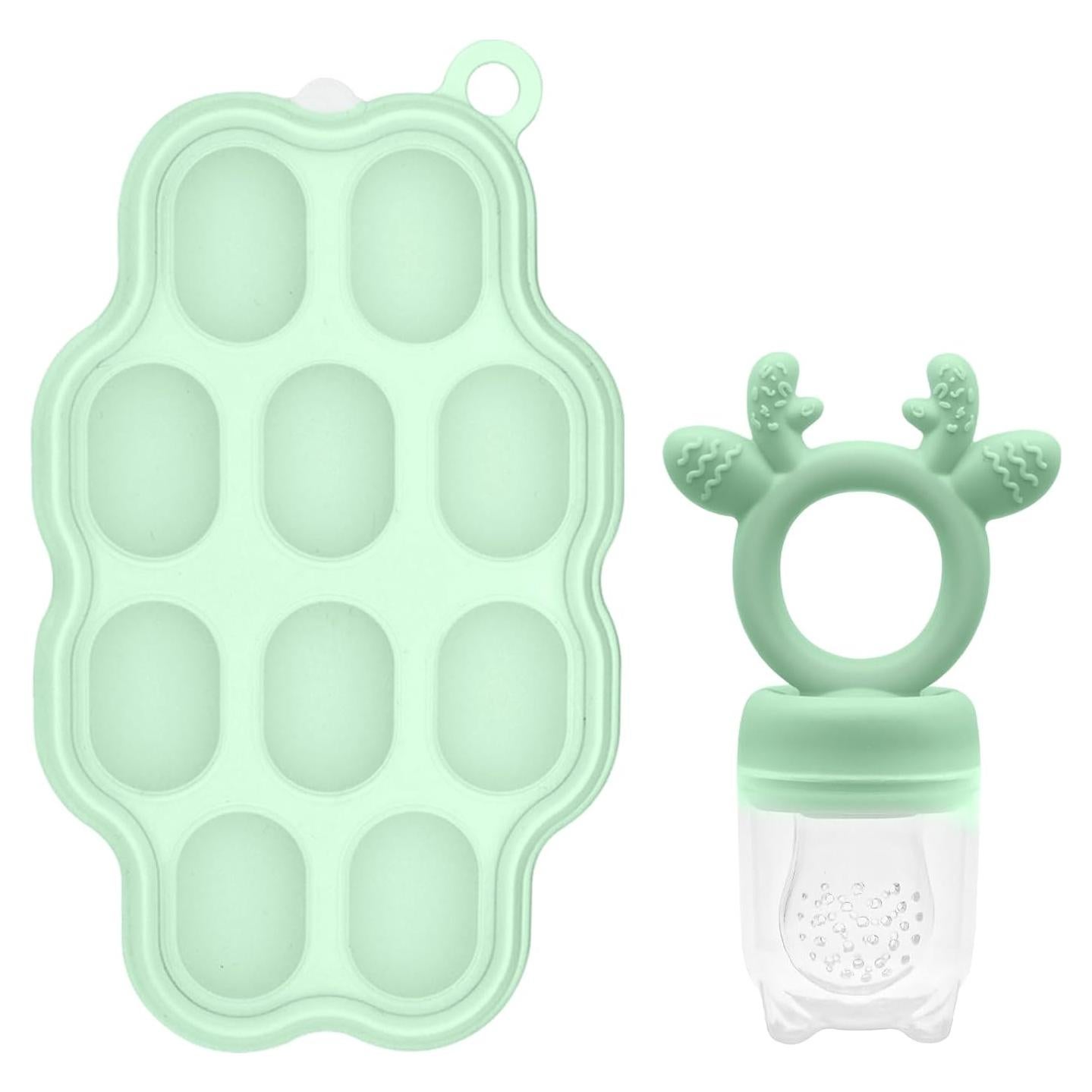 Moldes de Popsicle y Alimentador de Comida Bebé Silicona Verde