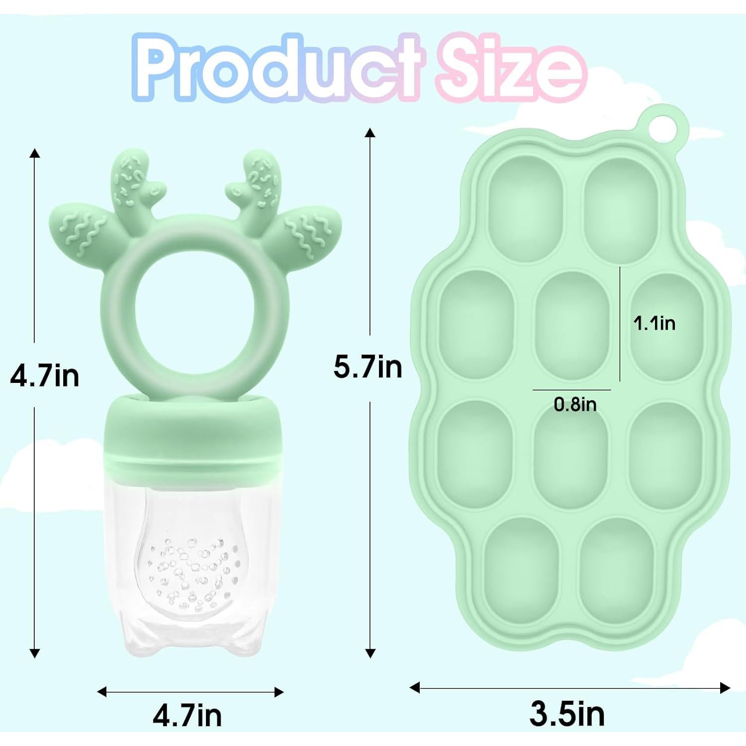 Moldes de Popsicle y Alimentador de Comida Bebé Silicona Verde