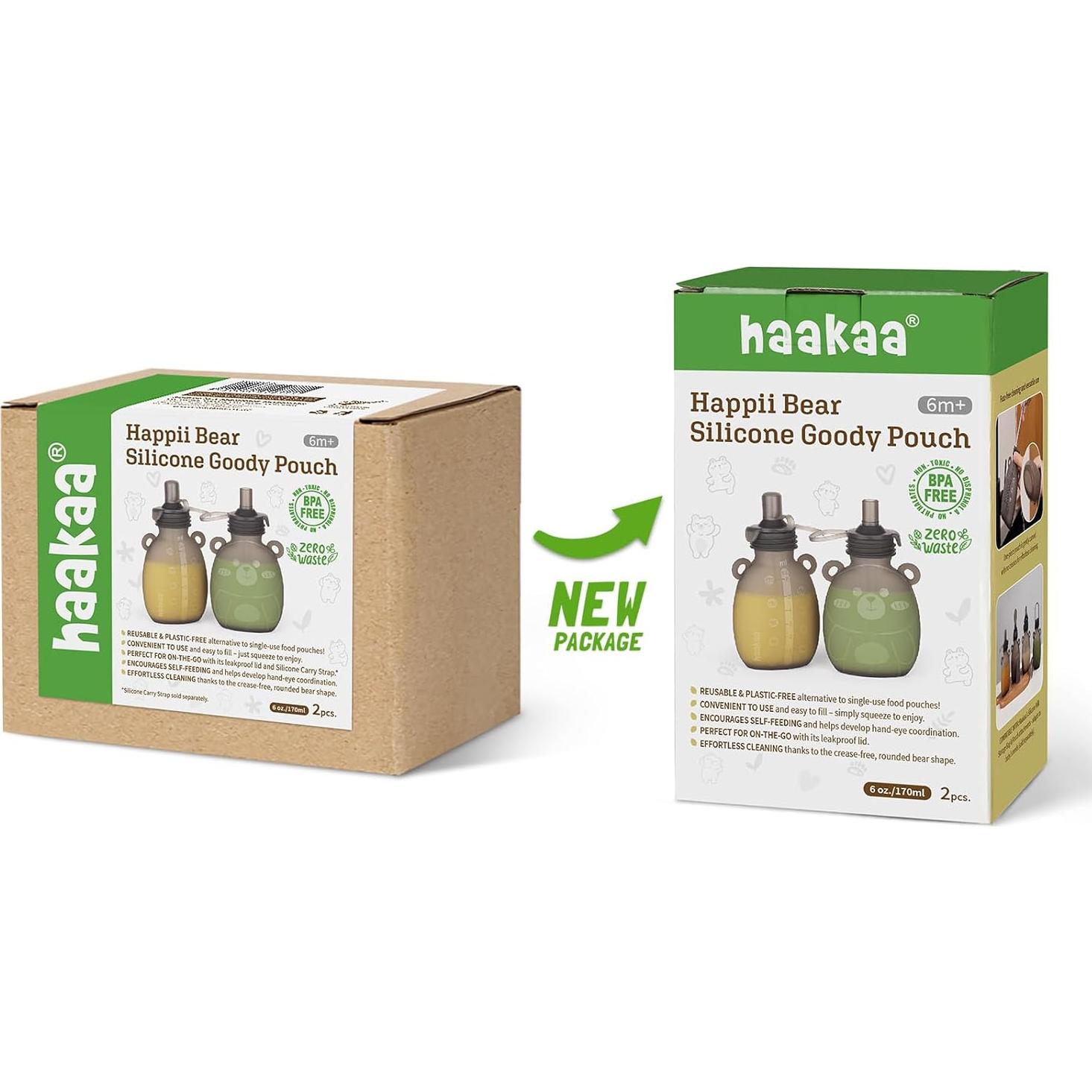 Bolsa de Silicona Reutilizable Haakaa Happii Bear 170g - 2 Unidades