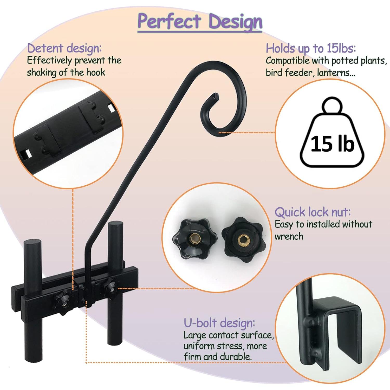 Gancho de Deck NEECONG para Colgar Cestas y Macetas - 15 lbs