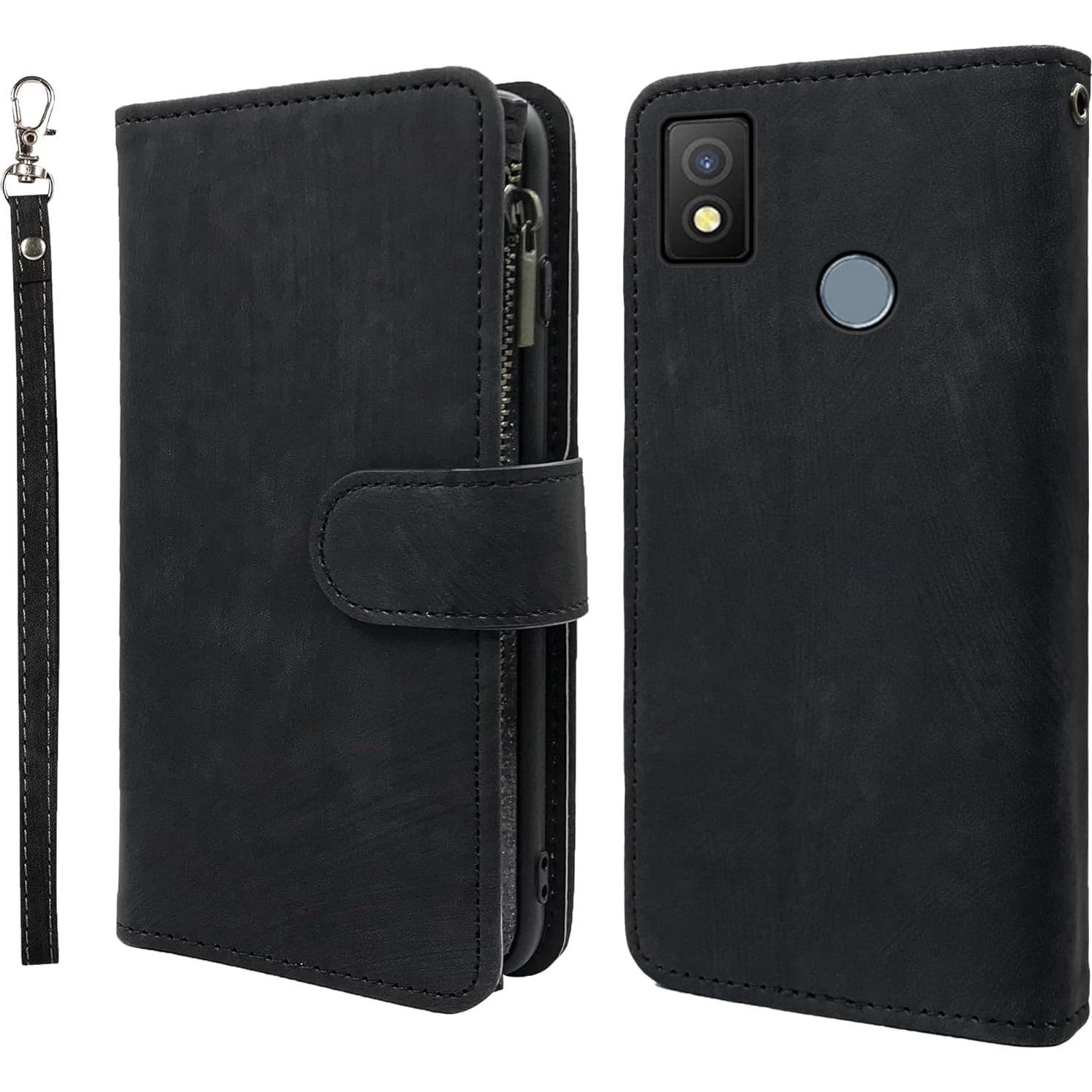 Funda de billetera Dibosom para Cricket Icon 4, cuero negro